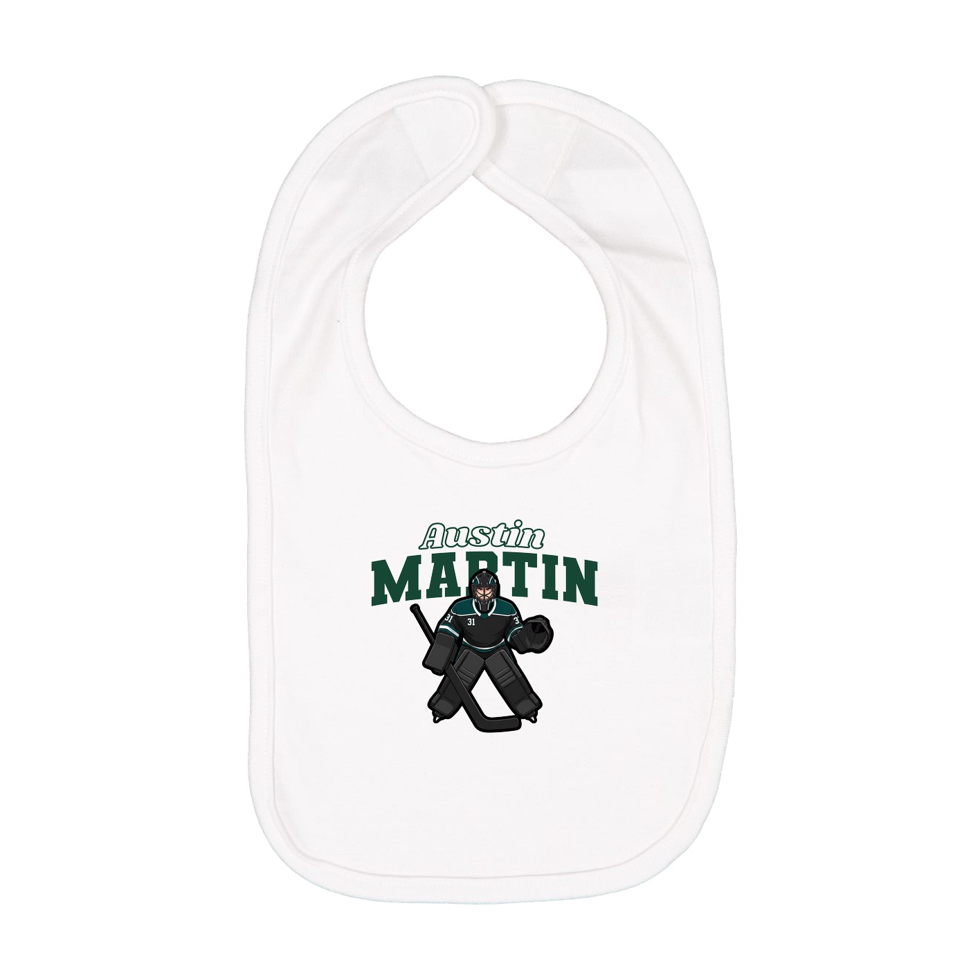 Infant Bib — Name Arch in White