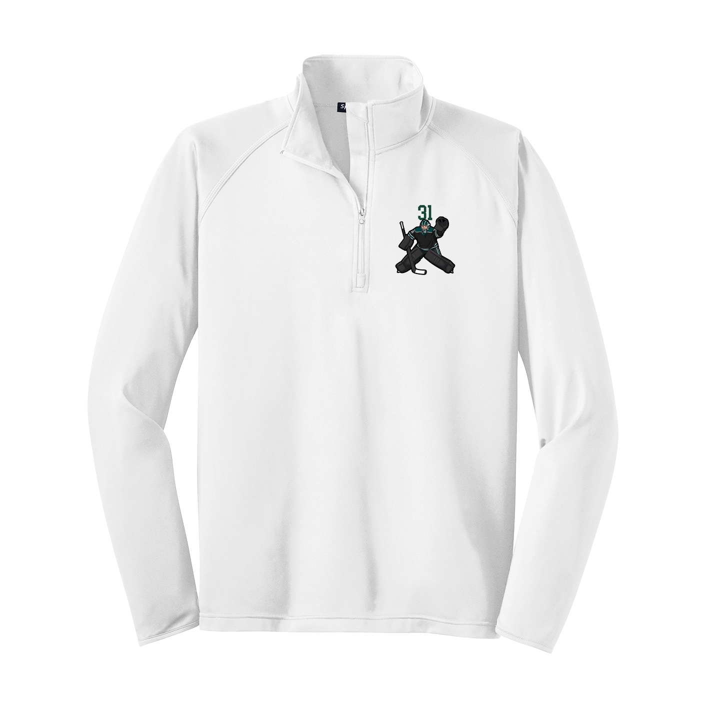 Q-Zip Pullover — Number Top in White
