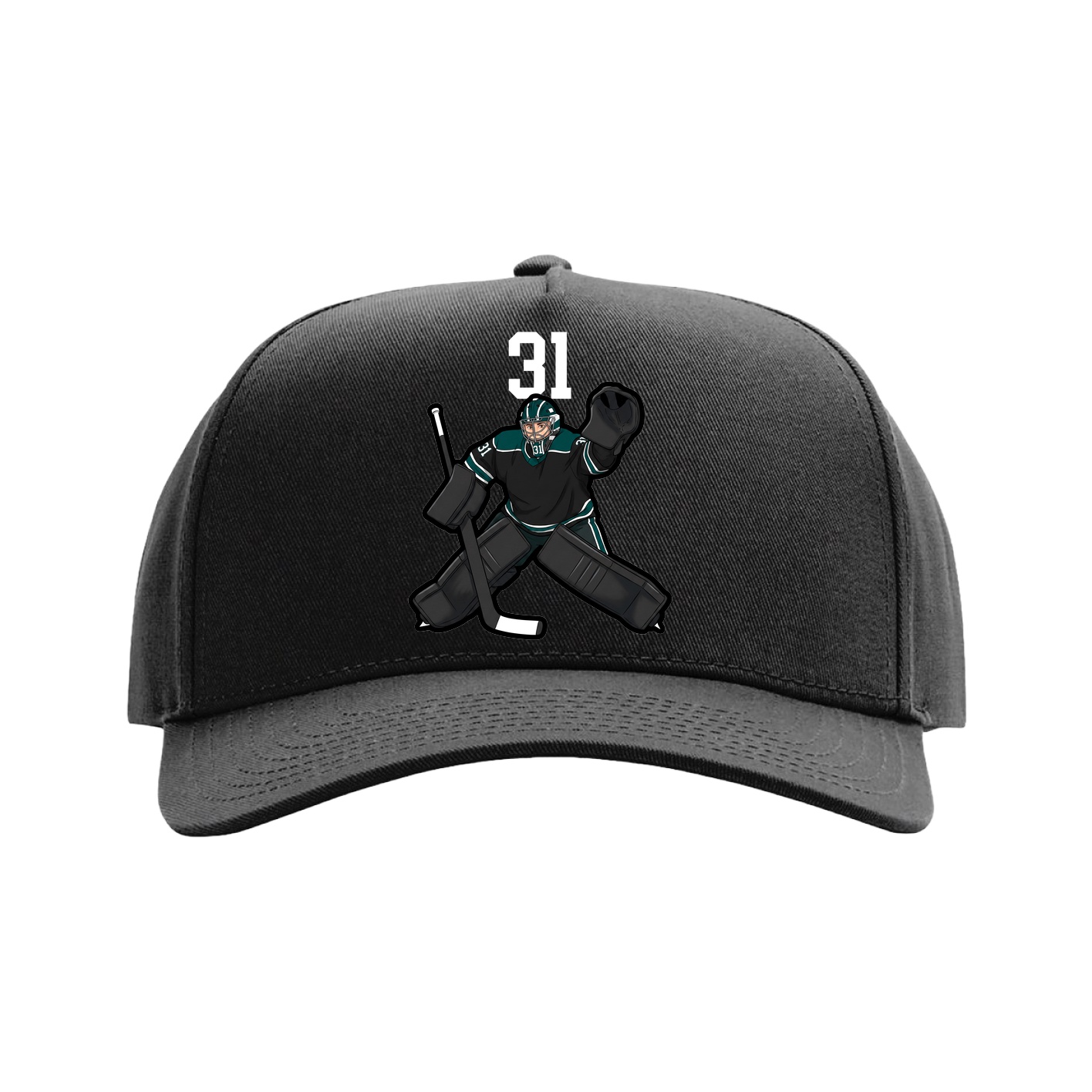 Full Fabric Five-Panel Champ Cap — Number Top in Black