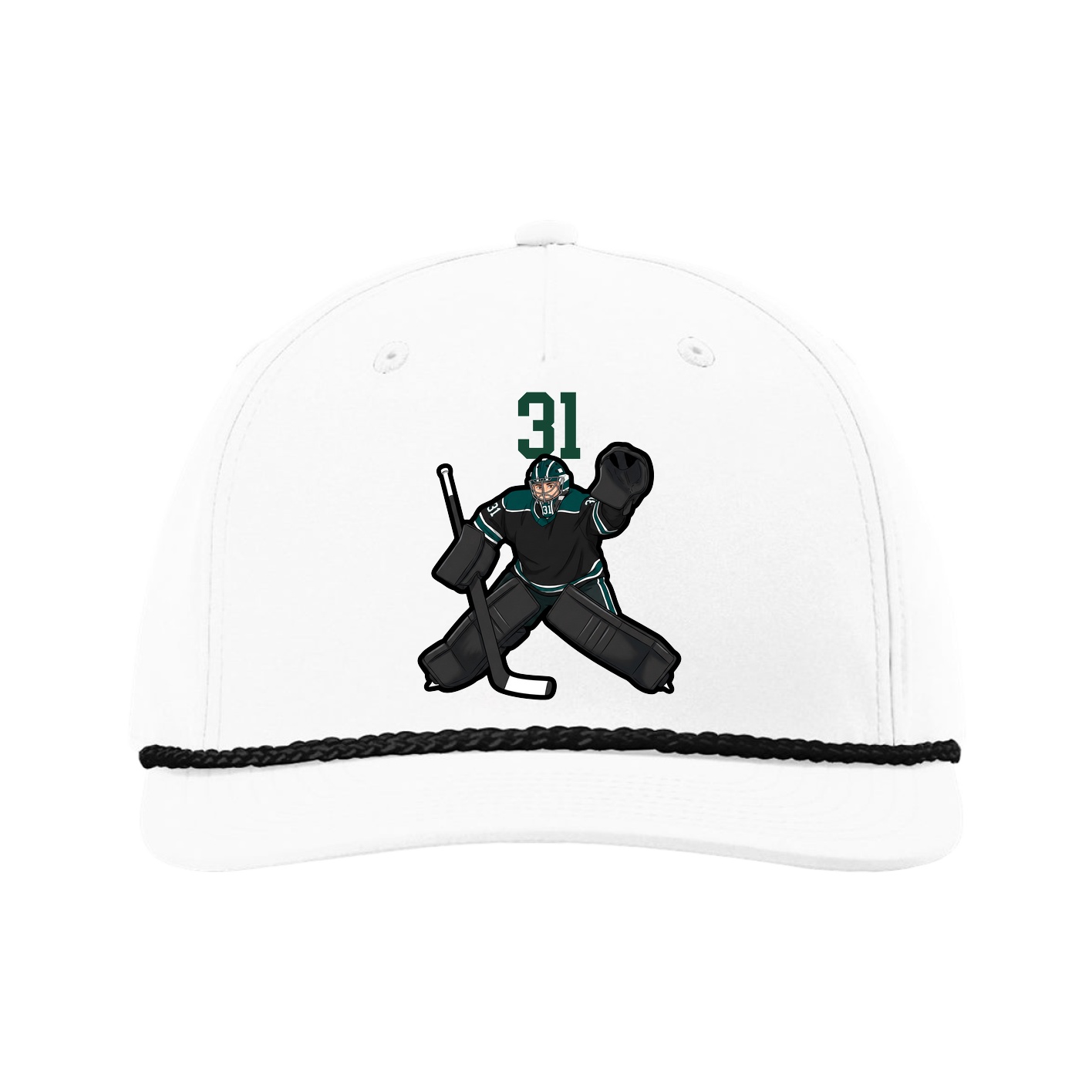Five-Panel Classic Rope Cap — Number Top in White