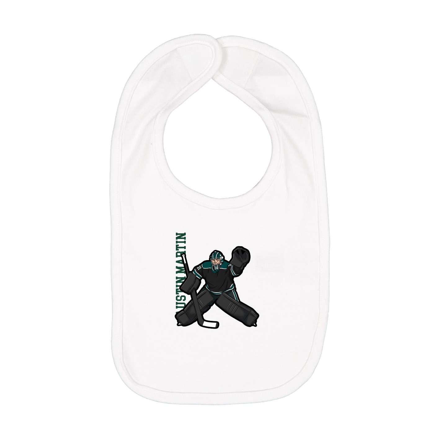 Infant Bib — Name Vertical in White