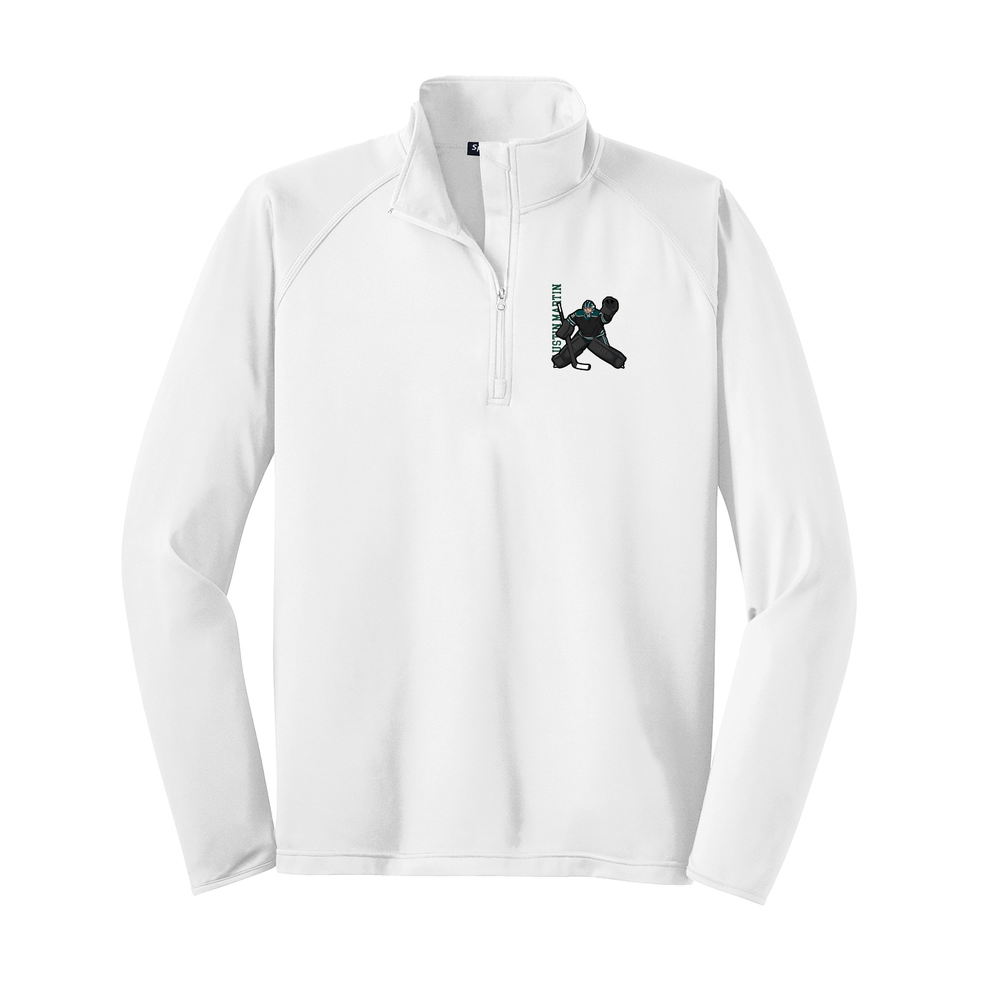Q-Zip Pullover — Name Vertical in White