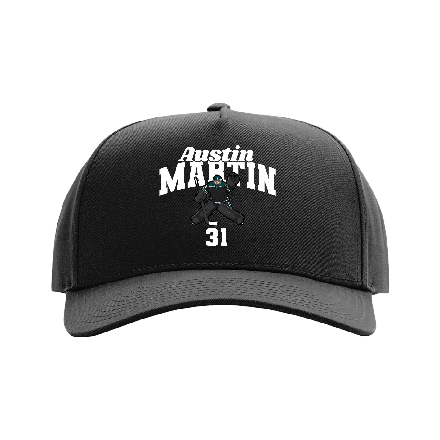 Full Fabric Five-Panel Champ Cap — Signature Arch in Black