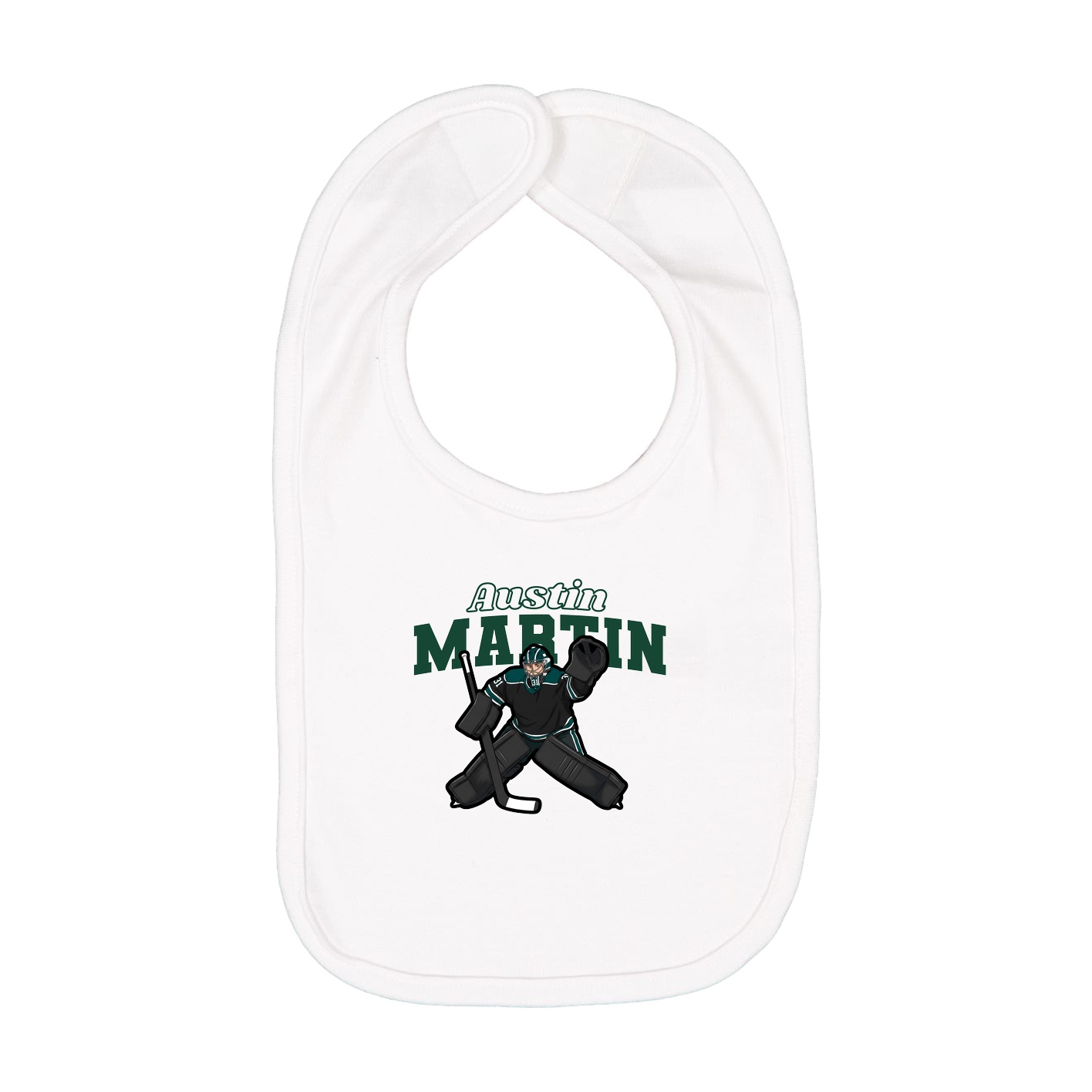 Infant Bib — Name Arch in White