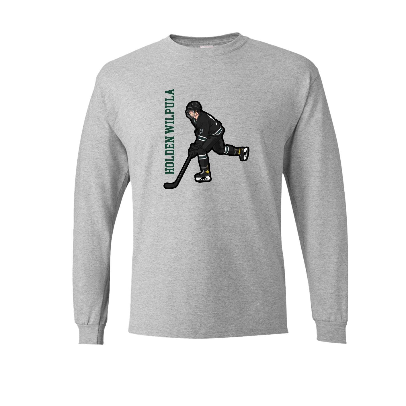 Long Sleeve Tee — Name Vertical in Grey