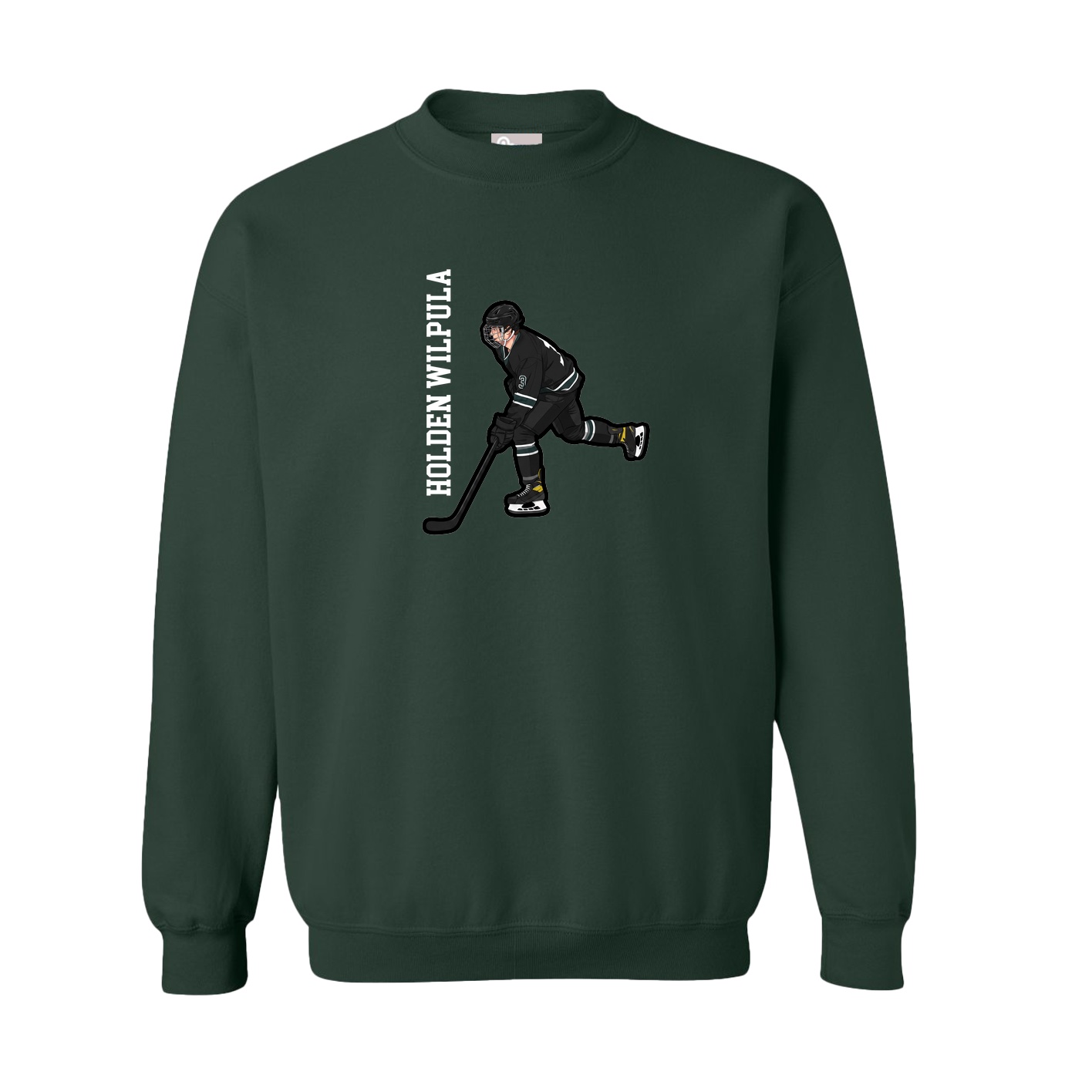 Fleece Crew — Name Vertical in Green