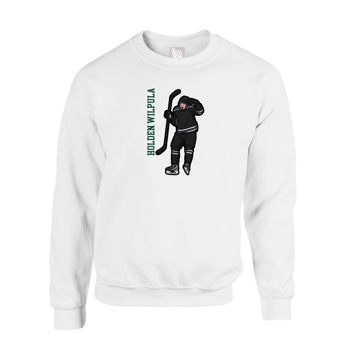 Fleece Crew — Name Vertical in White