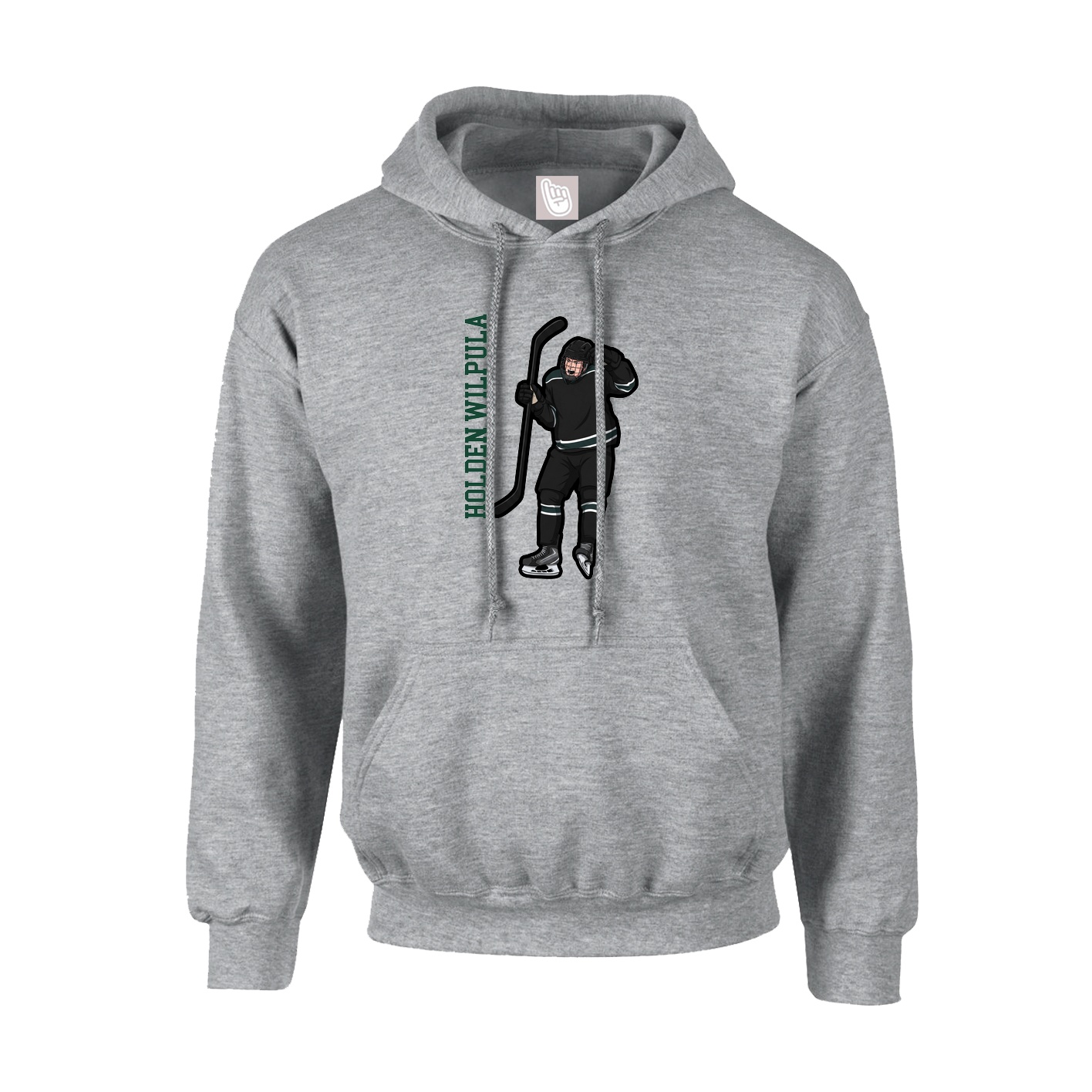 Youth Hoodie — Name Vertical in Grey