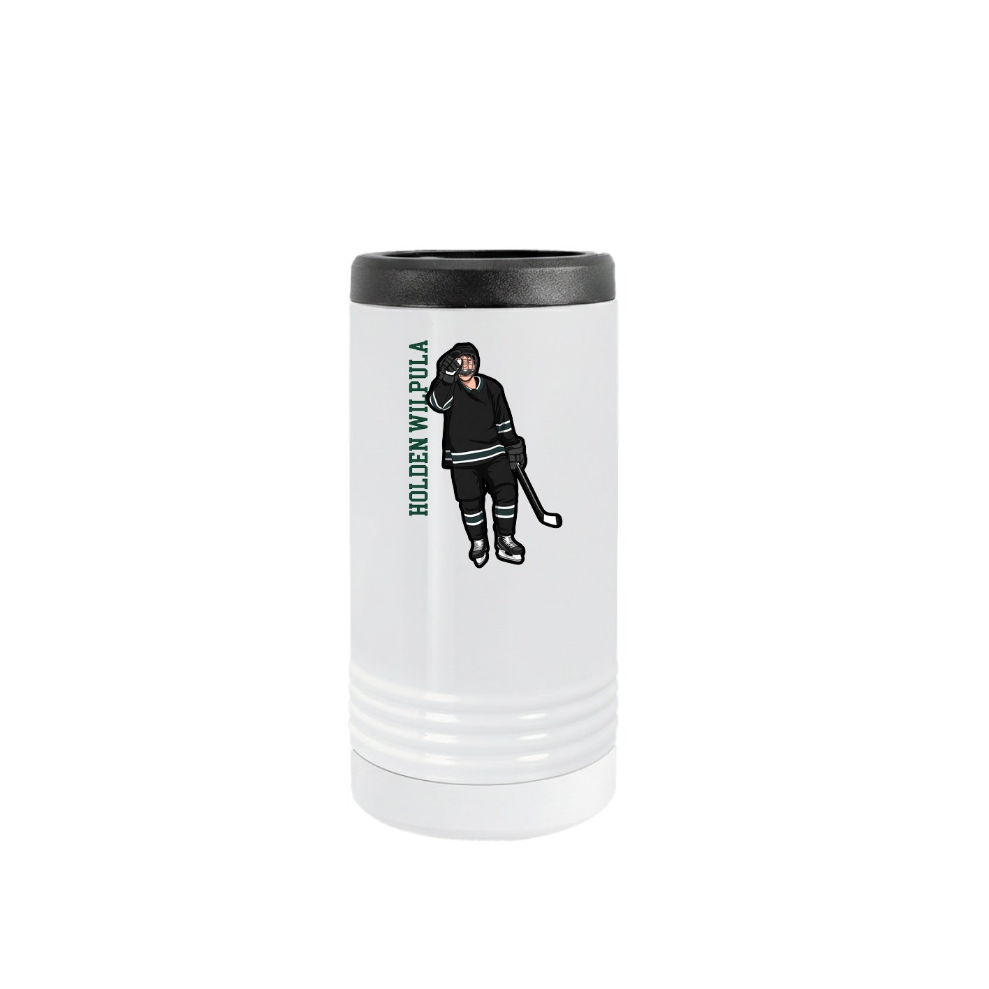 Slim Beverage Holder — Name Vertical in White