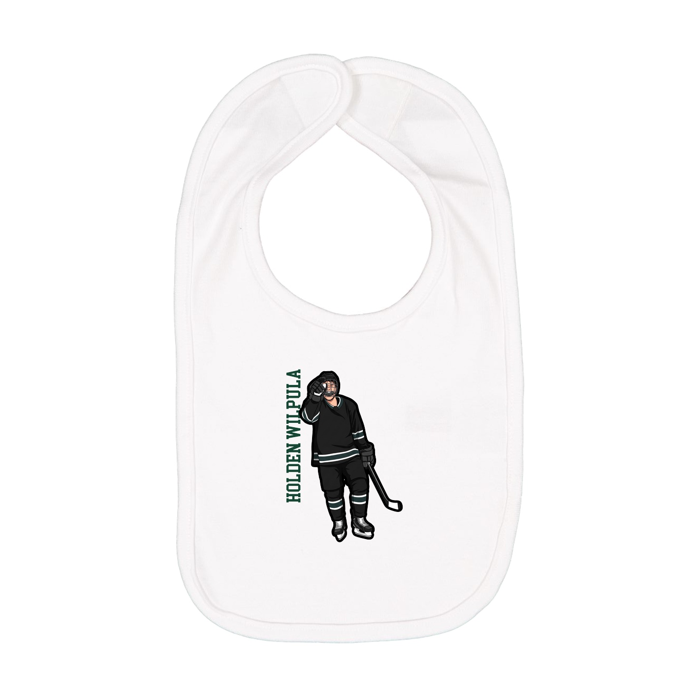 Infant Bib — Name Vertical in White
