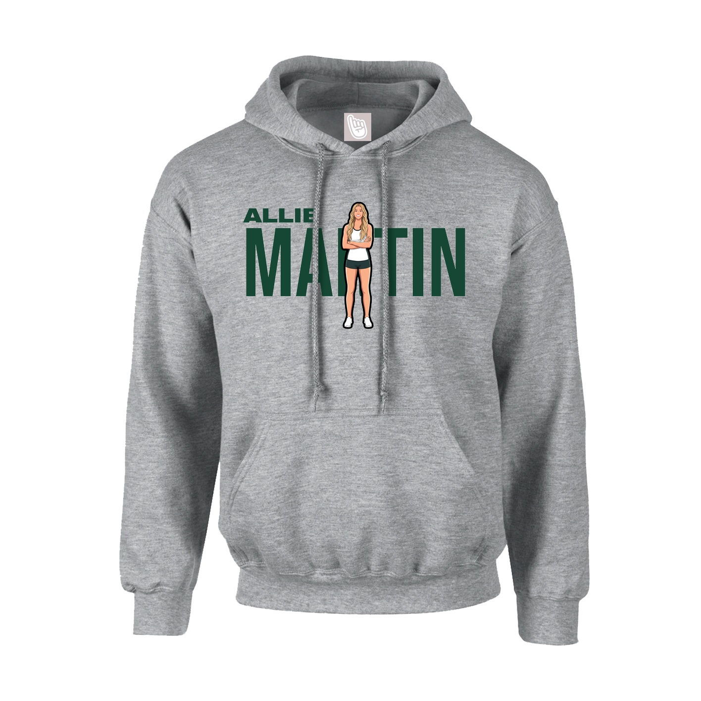 Hoodie — Player Name in Grey