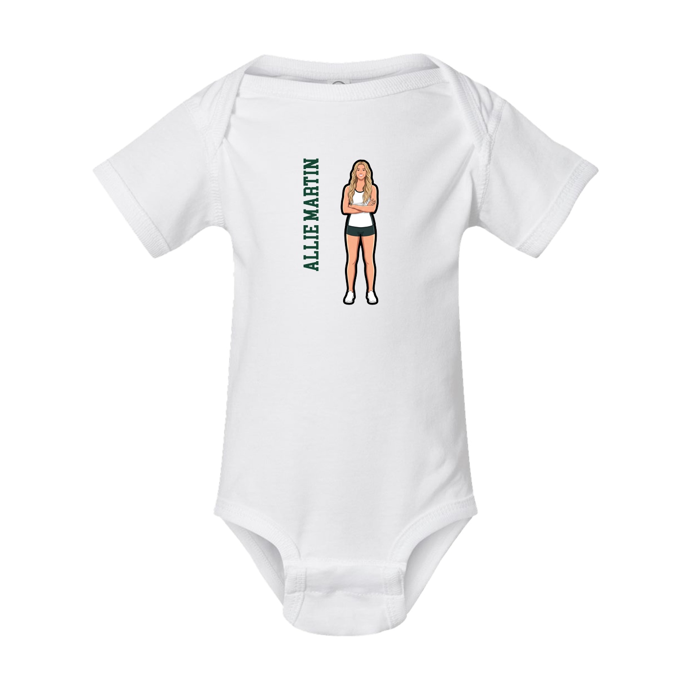 Baby Onesie — Name Vertical in White