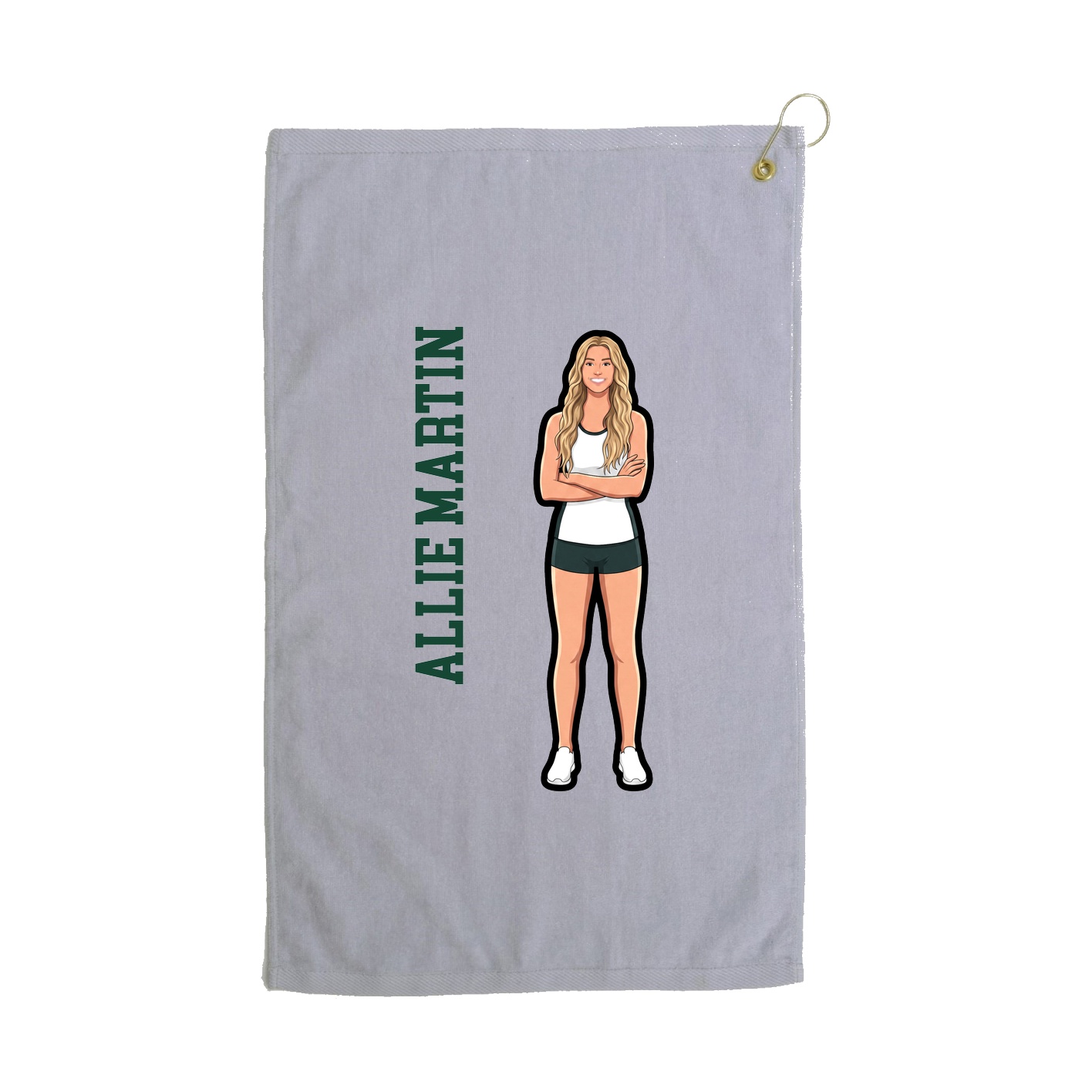Golf Towel — Name Vertical in Grey