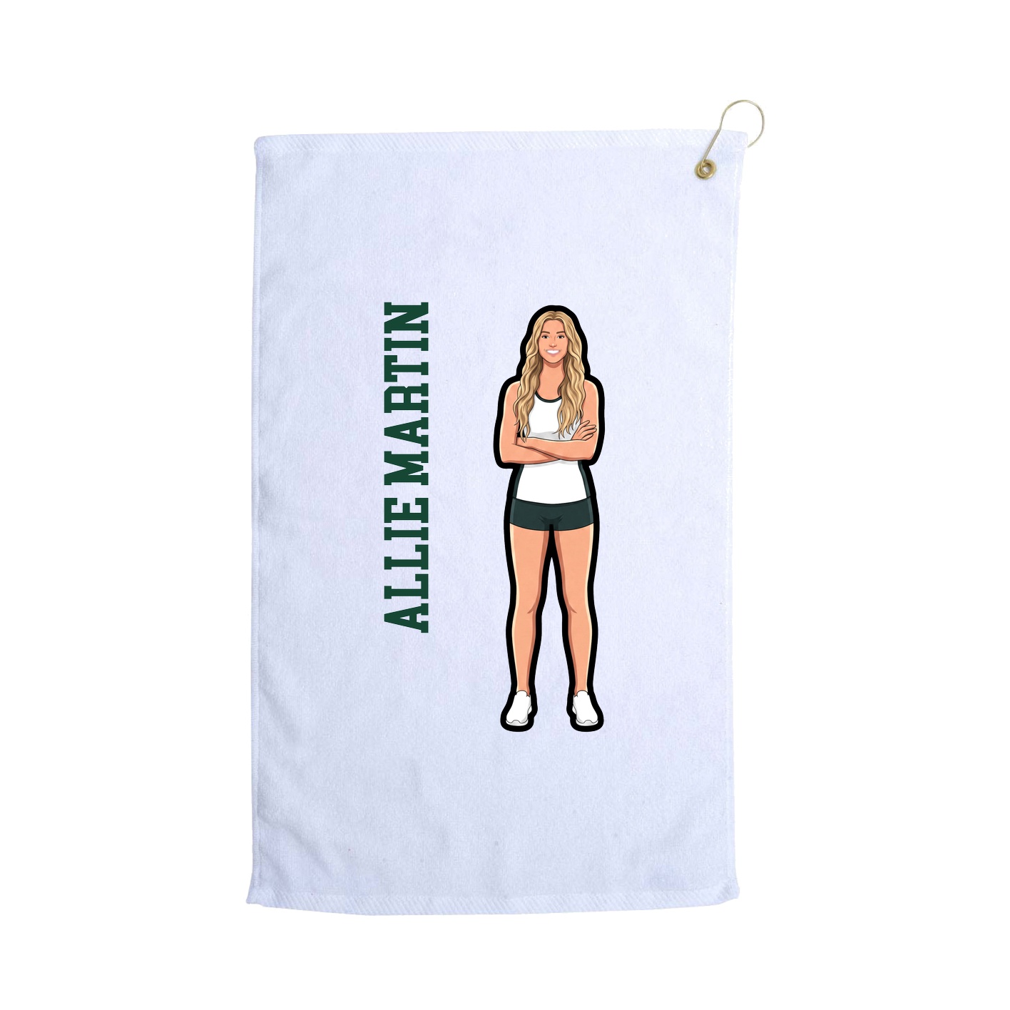 Golf Towel — Name Vertical in White