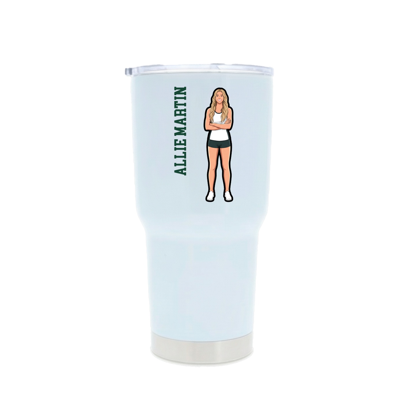 30oz Stainless Steel Tumbler — Name Vertical in White