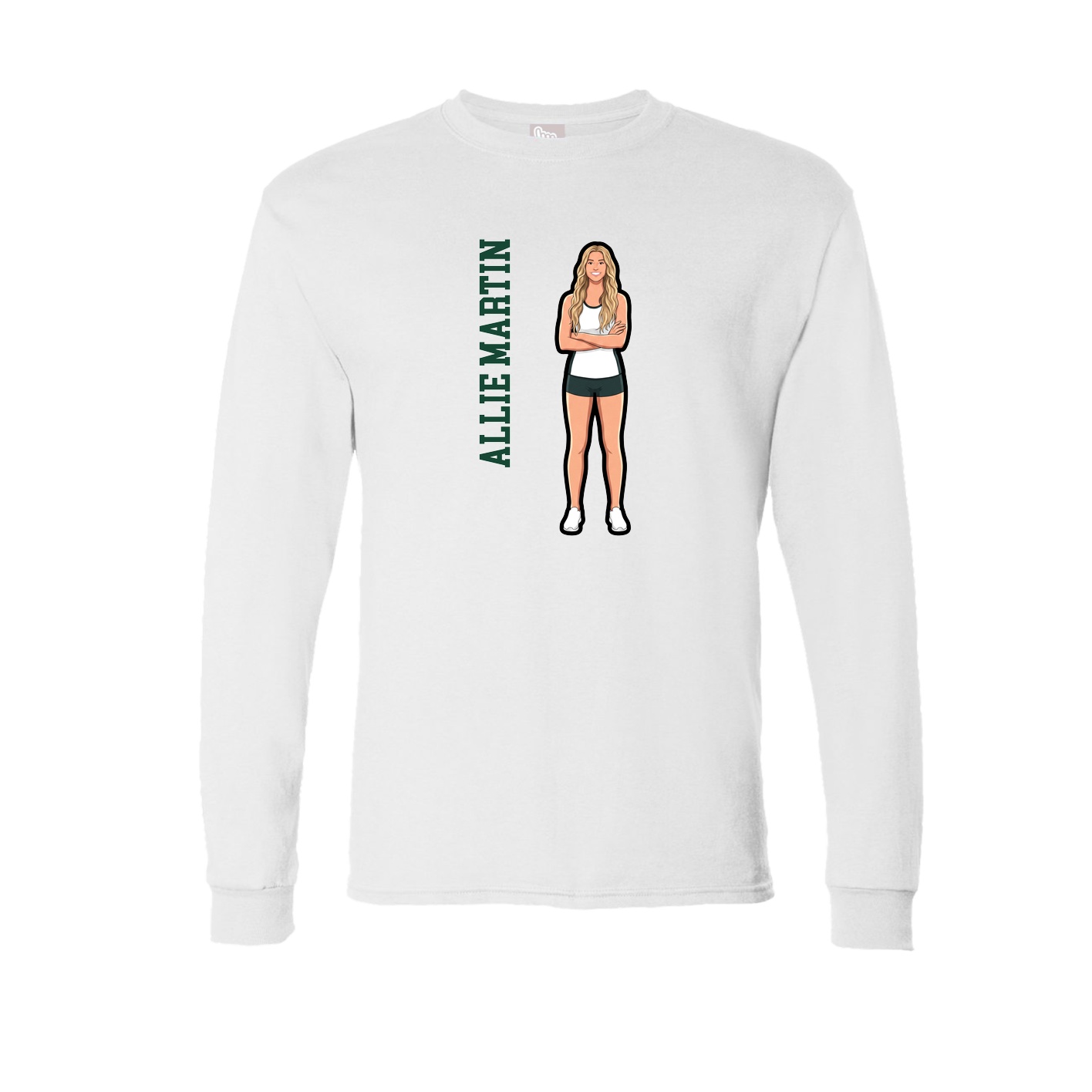 Long Sleeve Tee — Name Vertical in White