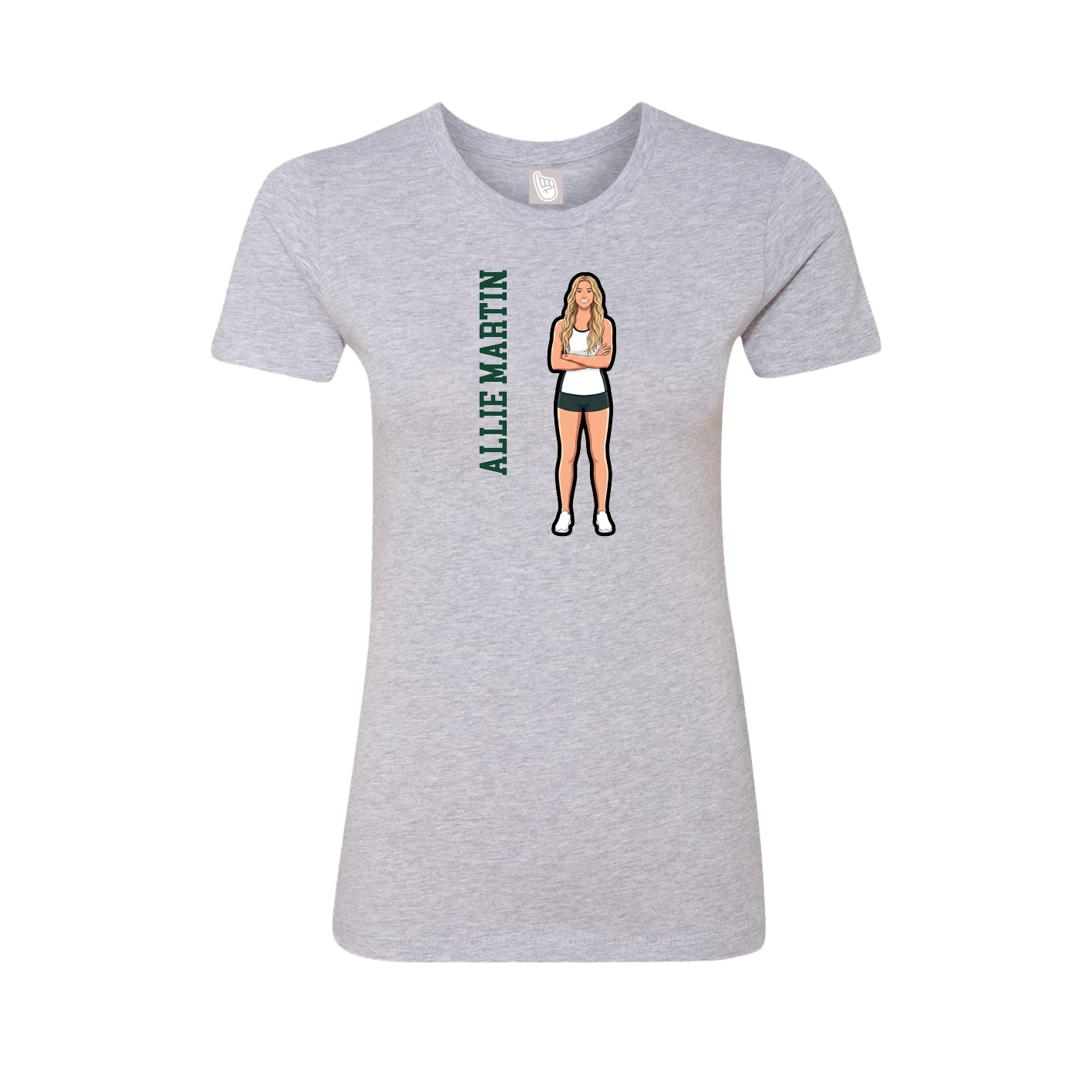Fitted Women's Tee — Name Vertical in Grey