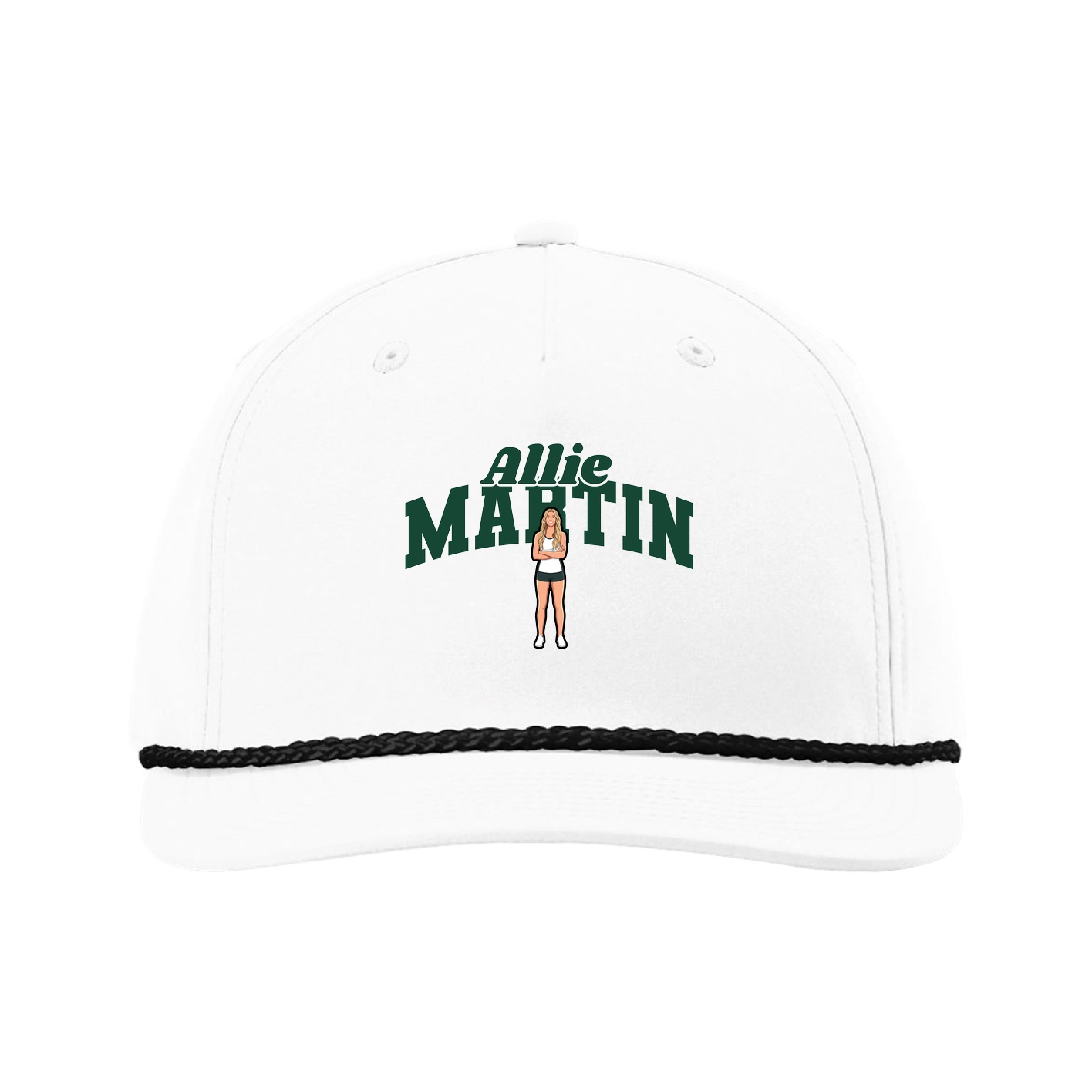 Five-Panel Classic Rope Cap — Signature Arch in White