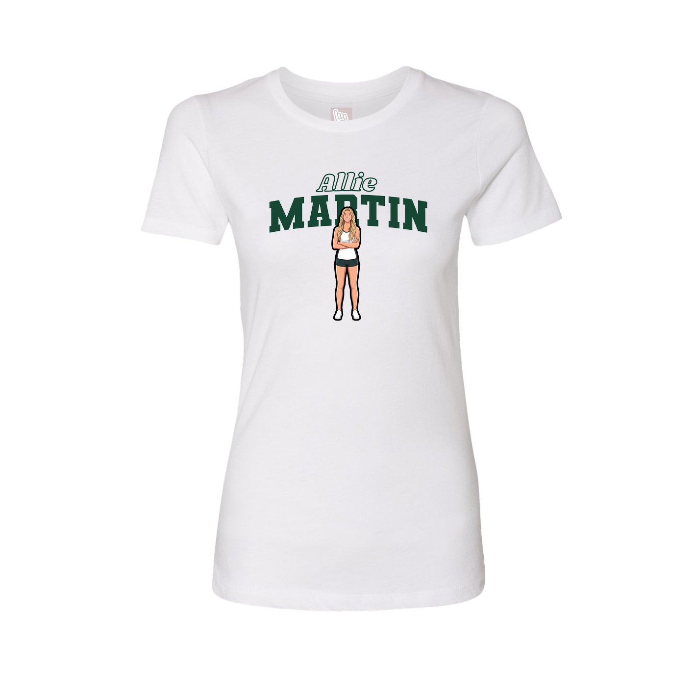 Fitted Women's Tee — Name Arch in White