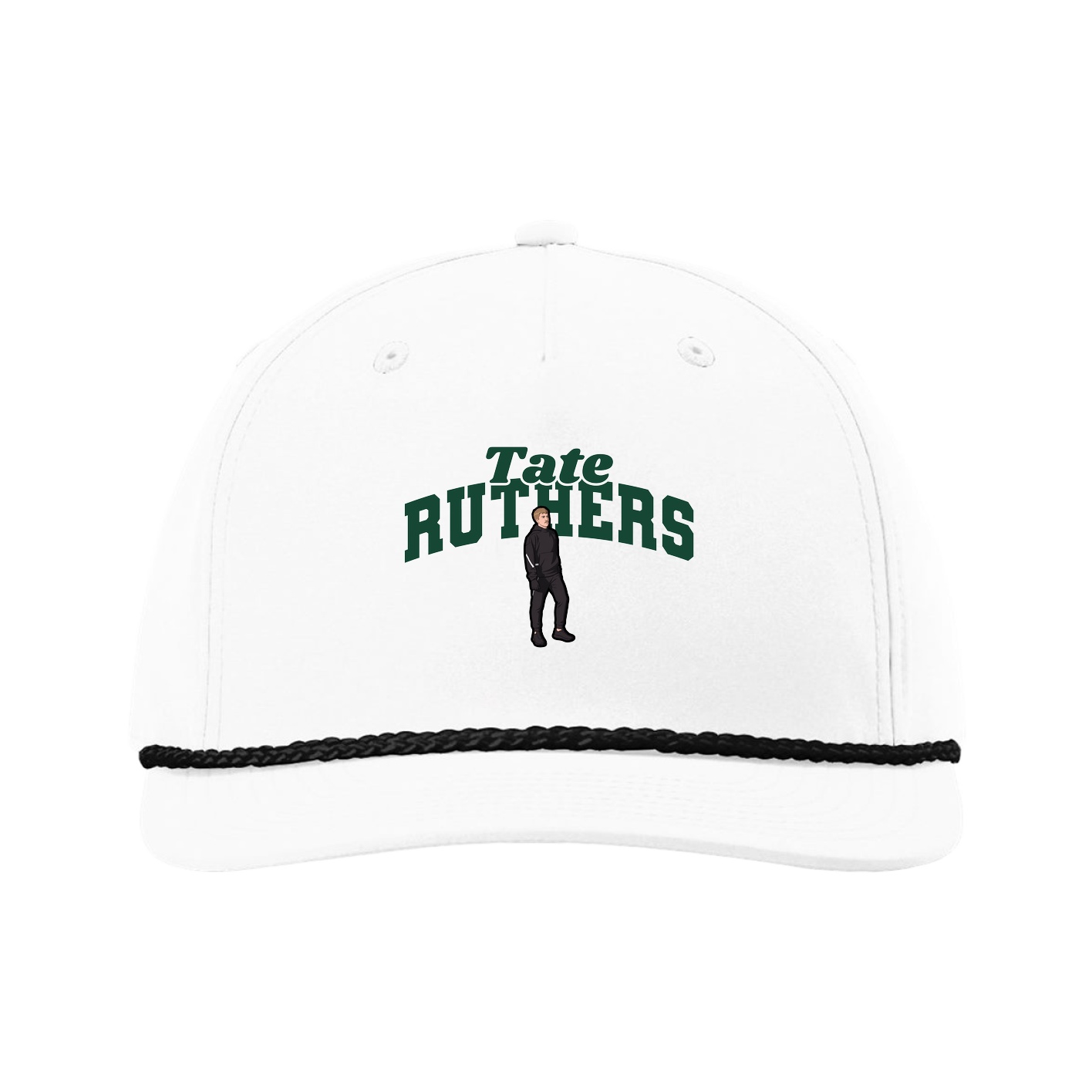 Five-Panel Classic Rope Cap — Signature Arch in White