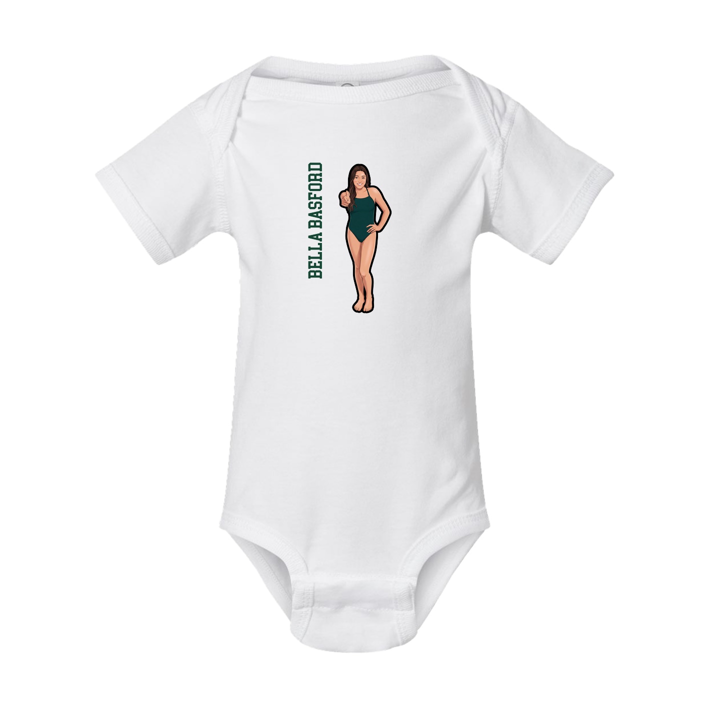 Baby Onesie — Name Vertical in White