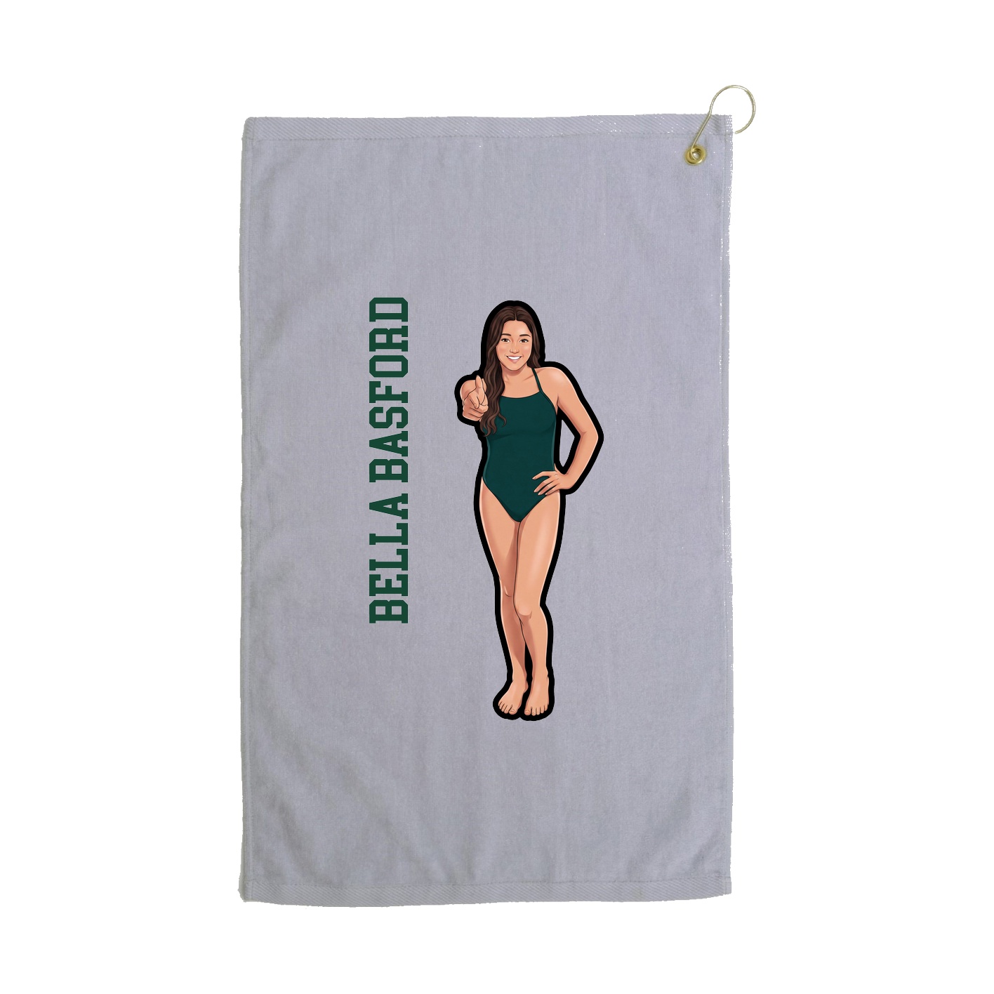 Golf Towel — Name Vertical in Grey