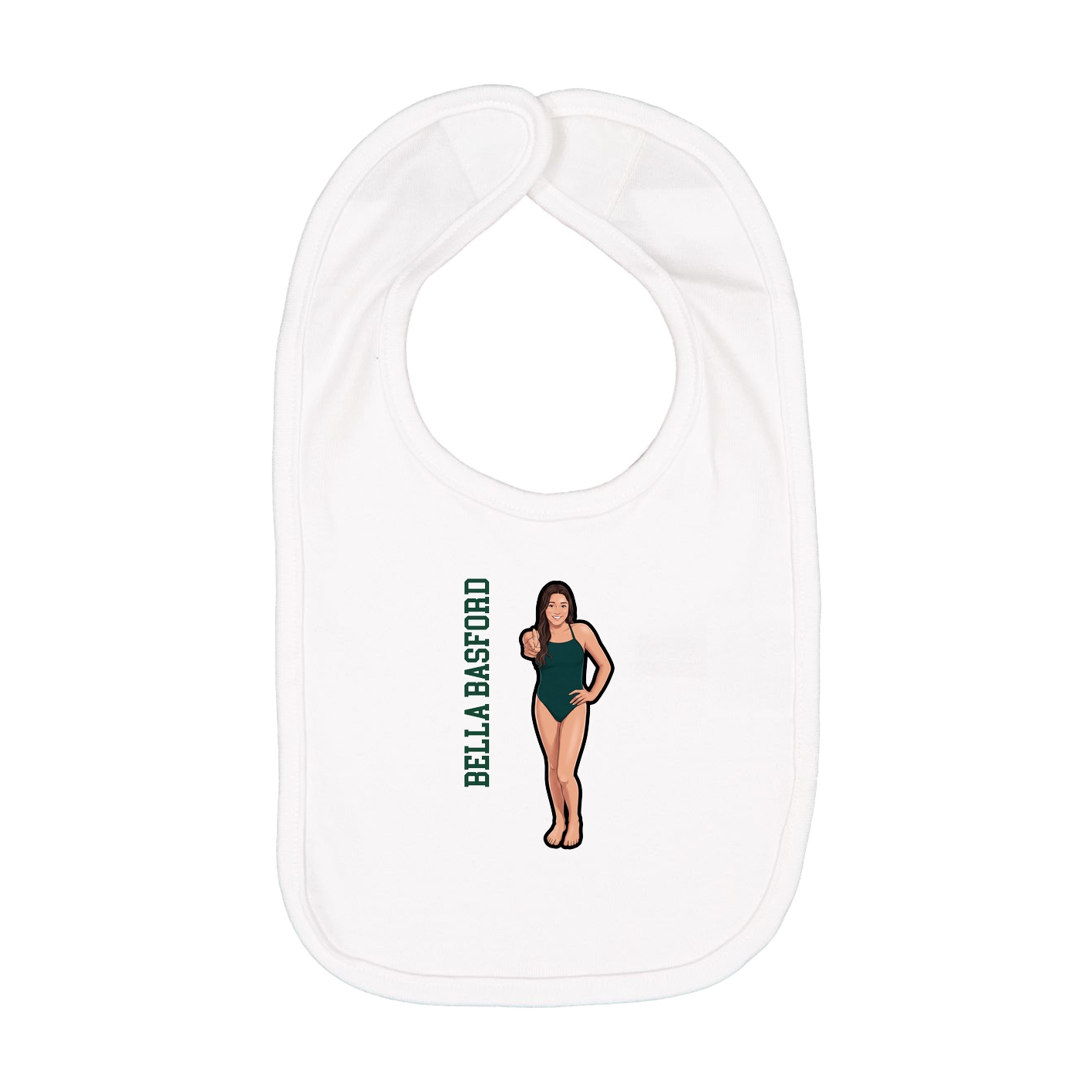 Infant Bib — Name Vertical in White