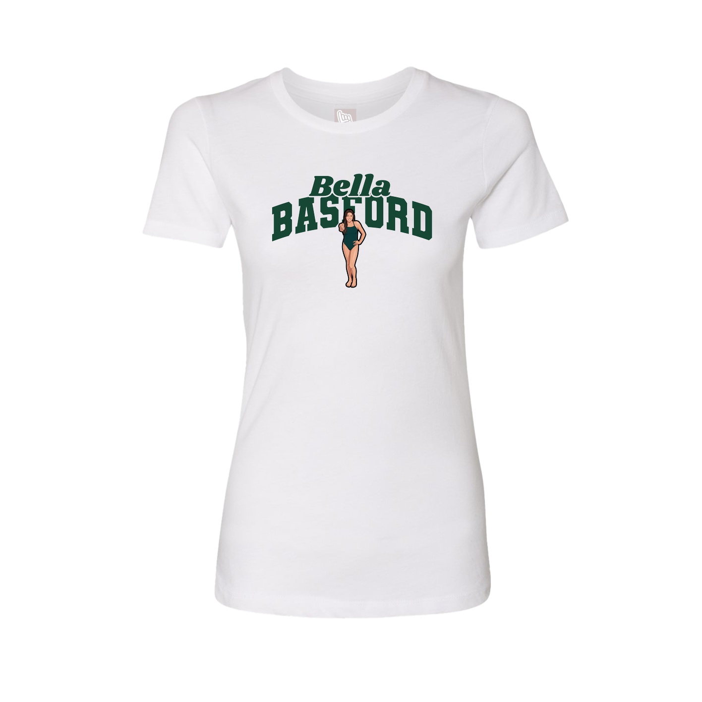 Fitted Women's Tee — Signature Arch in White