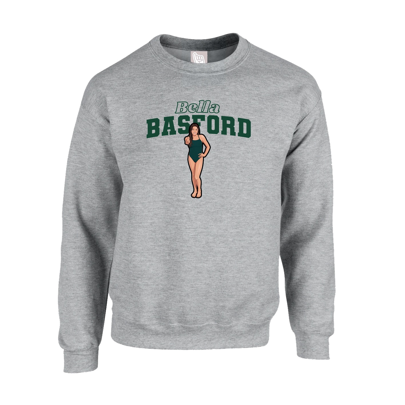Fleece Crew — Name Arch in Grey