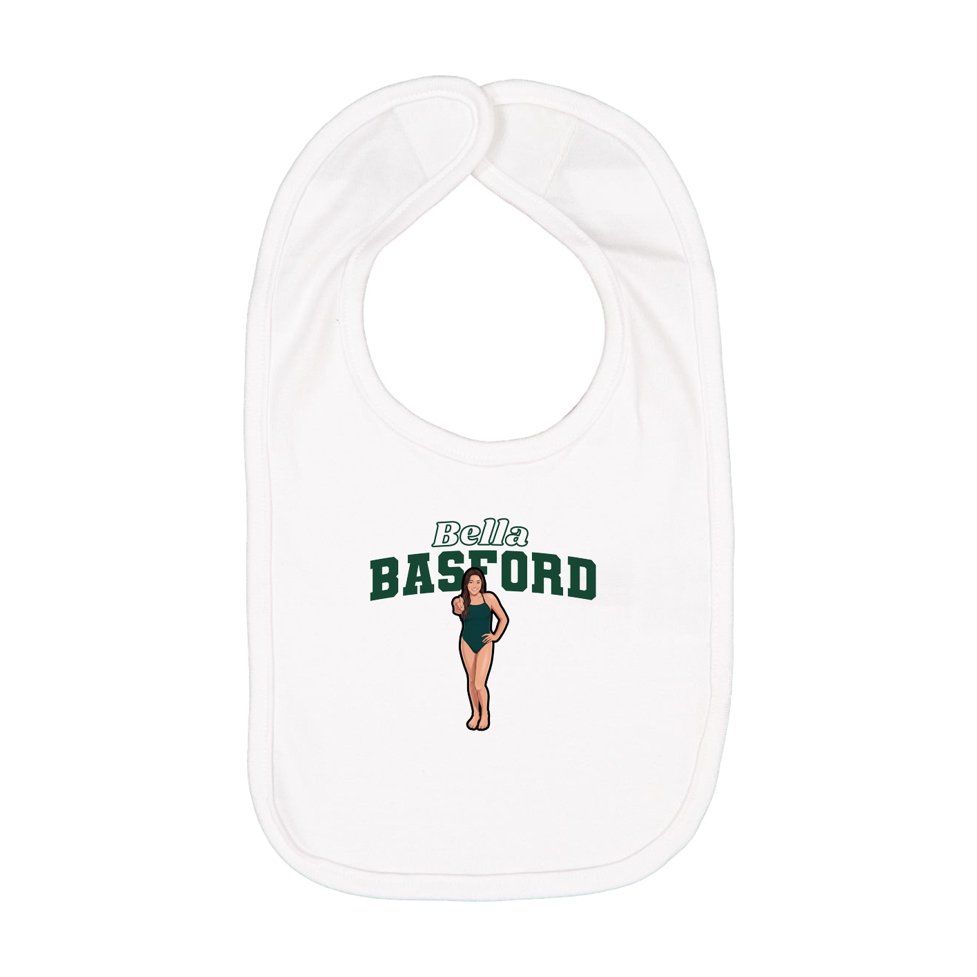 Infant Bib — Name Arch in White