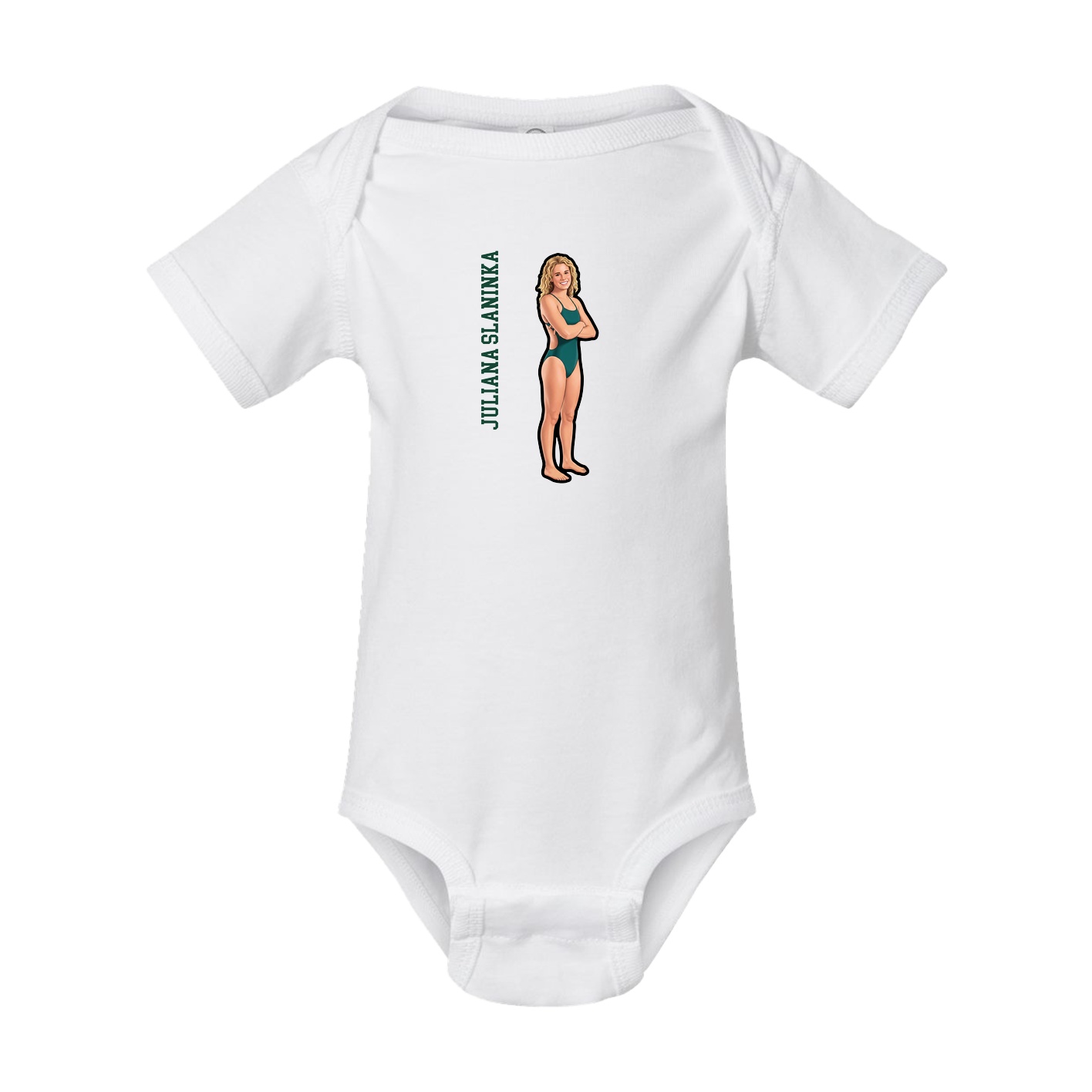 Baby Onesie — Name Vertical in White