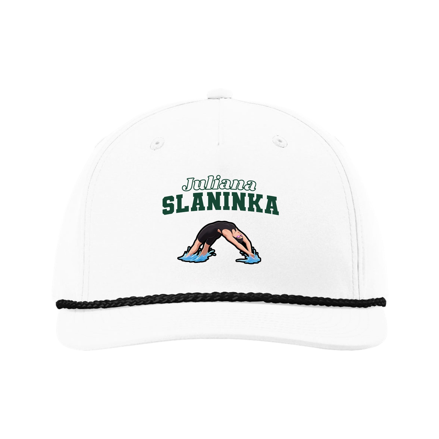 Five-Panel Classic Rope Cap — Name Arch in White