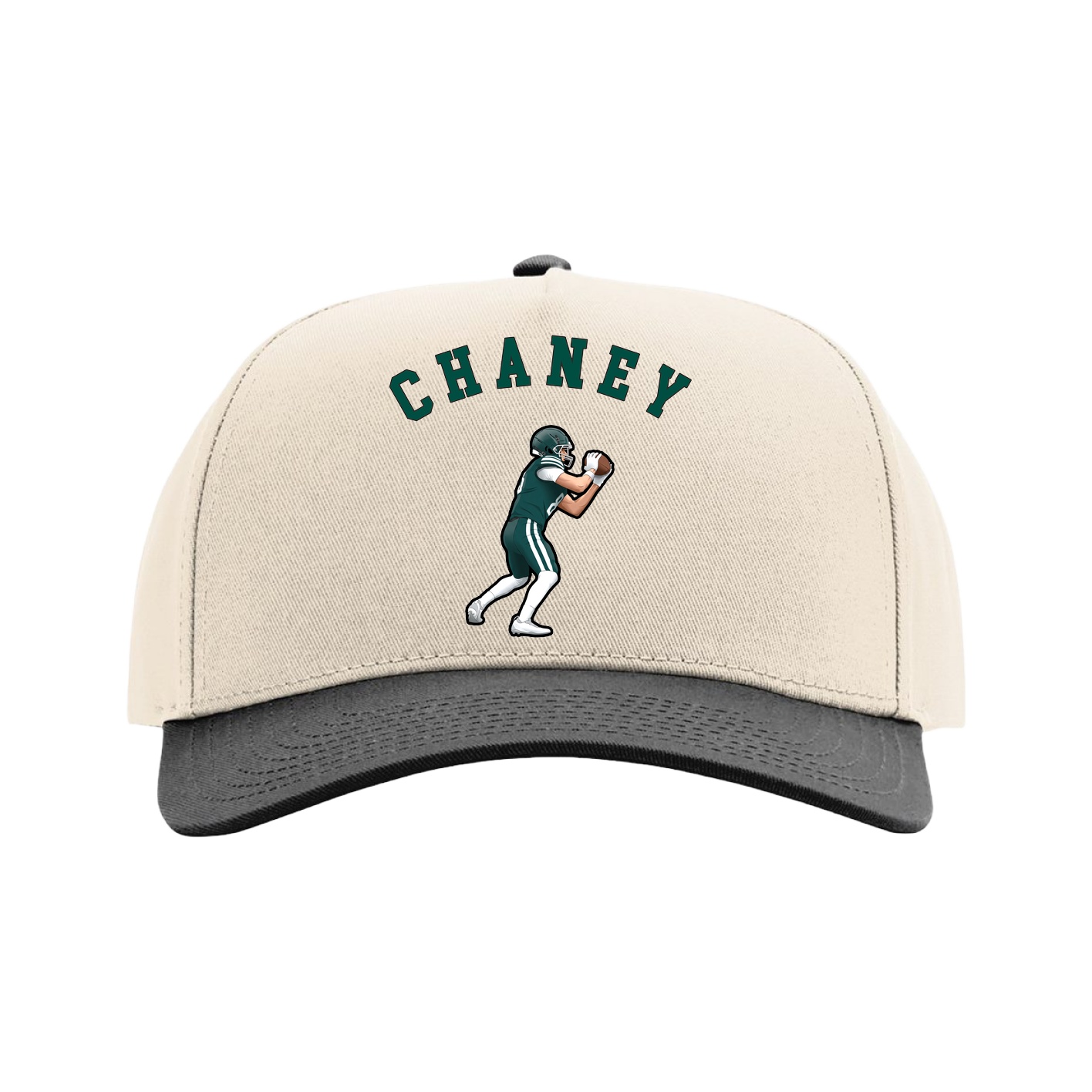 Full Fabric Five-Panel Champ Cap — Shirsey Arch in Cream/Black