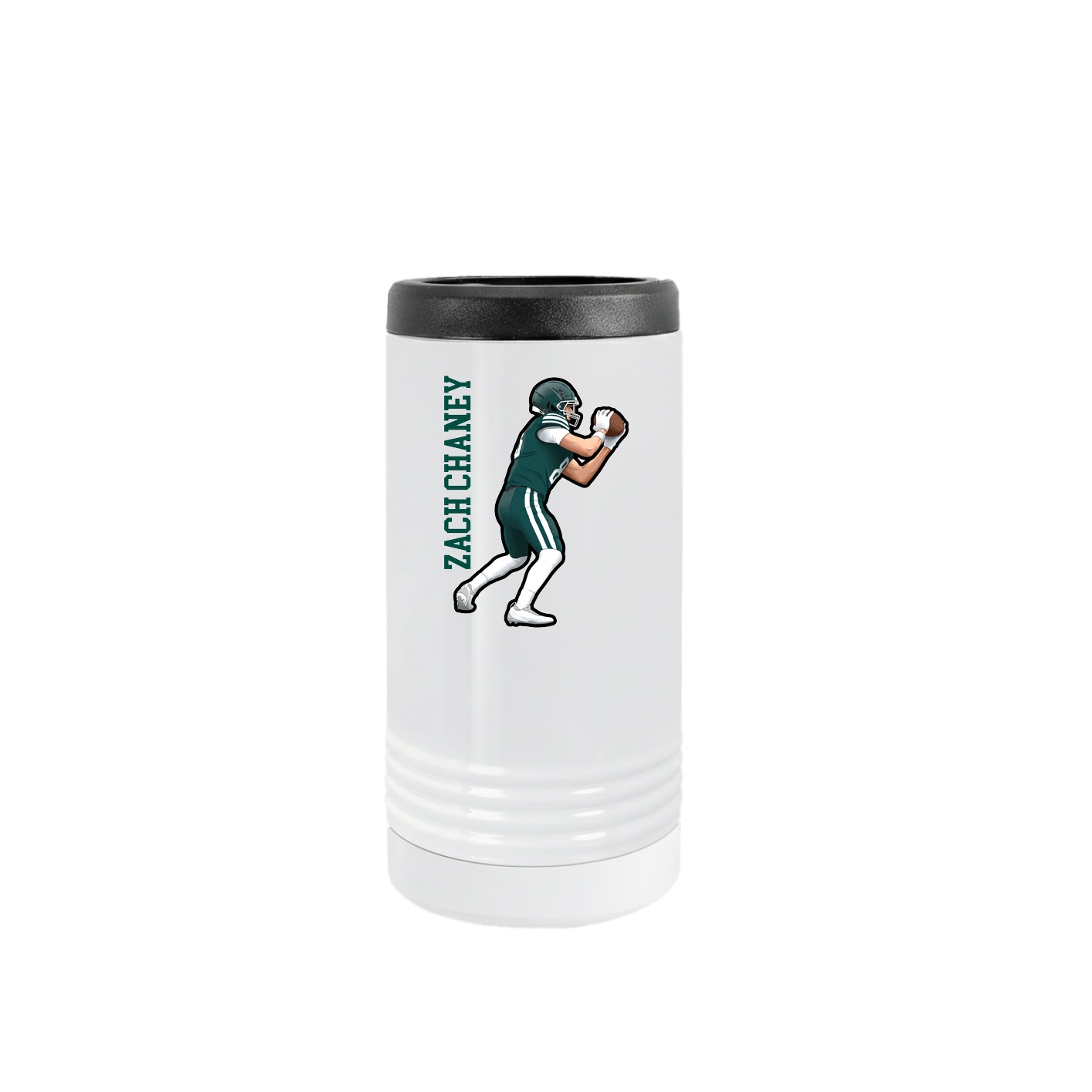 Slim Beverage Holder — Name Vertical in White