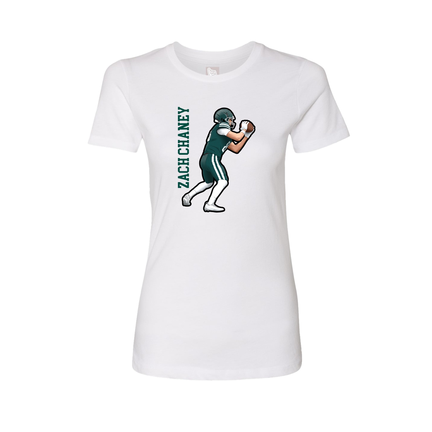 Fitted Women's Tee — Name Vertical in White