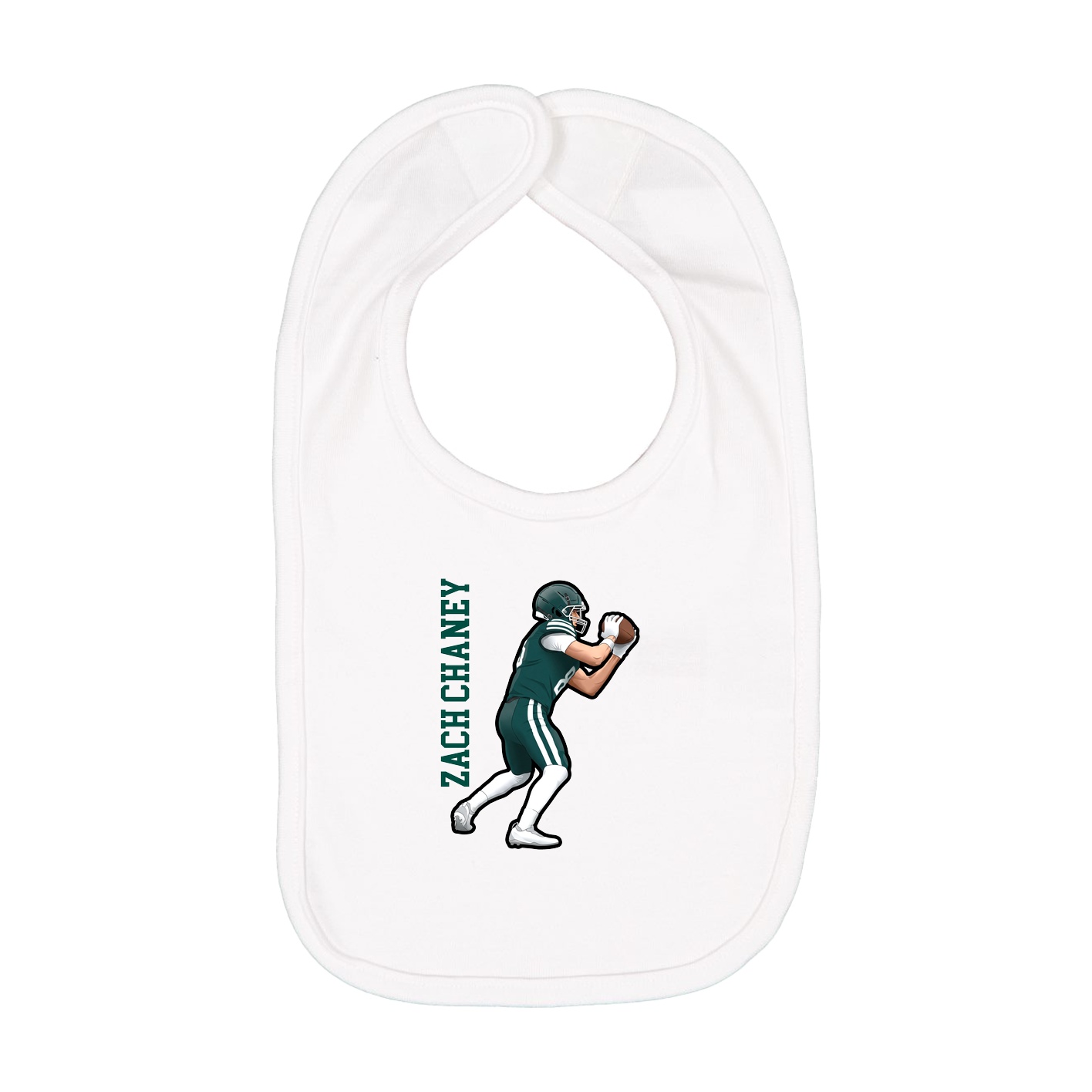 Infant Bib — Name Vertical in White