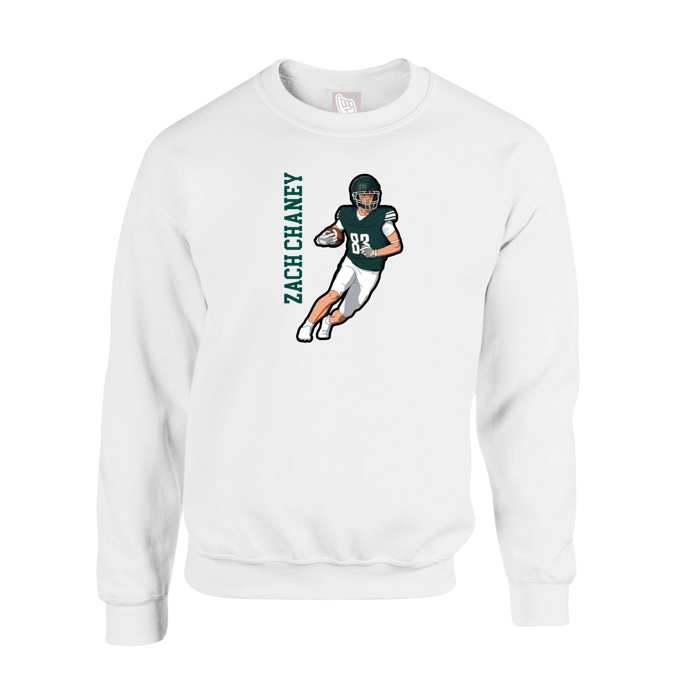 Fleece Crew — Name Vertical in White