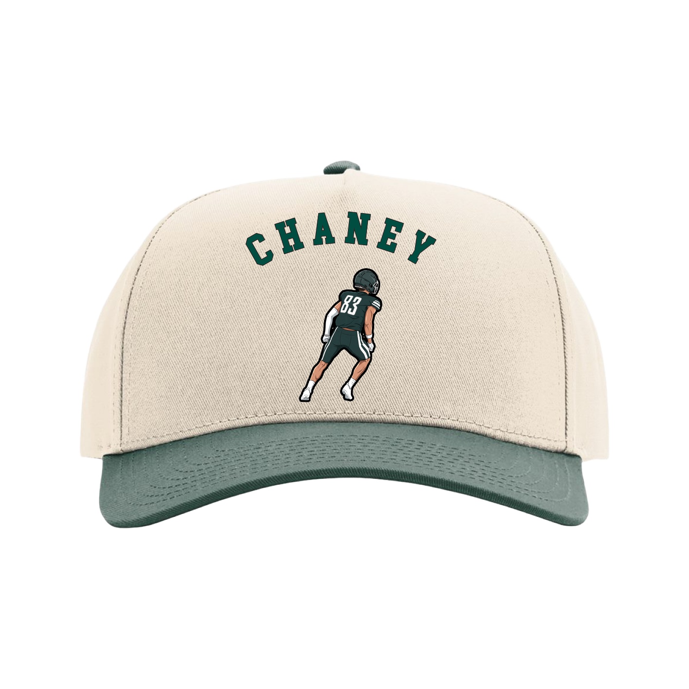 Full Fabric Five-Panel Champ Cap — Shirsey Arch in Cream/Green