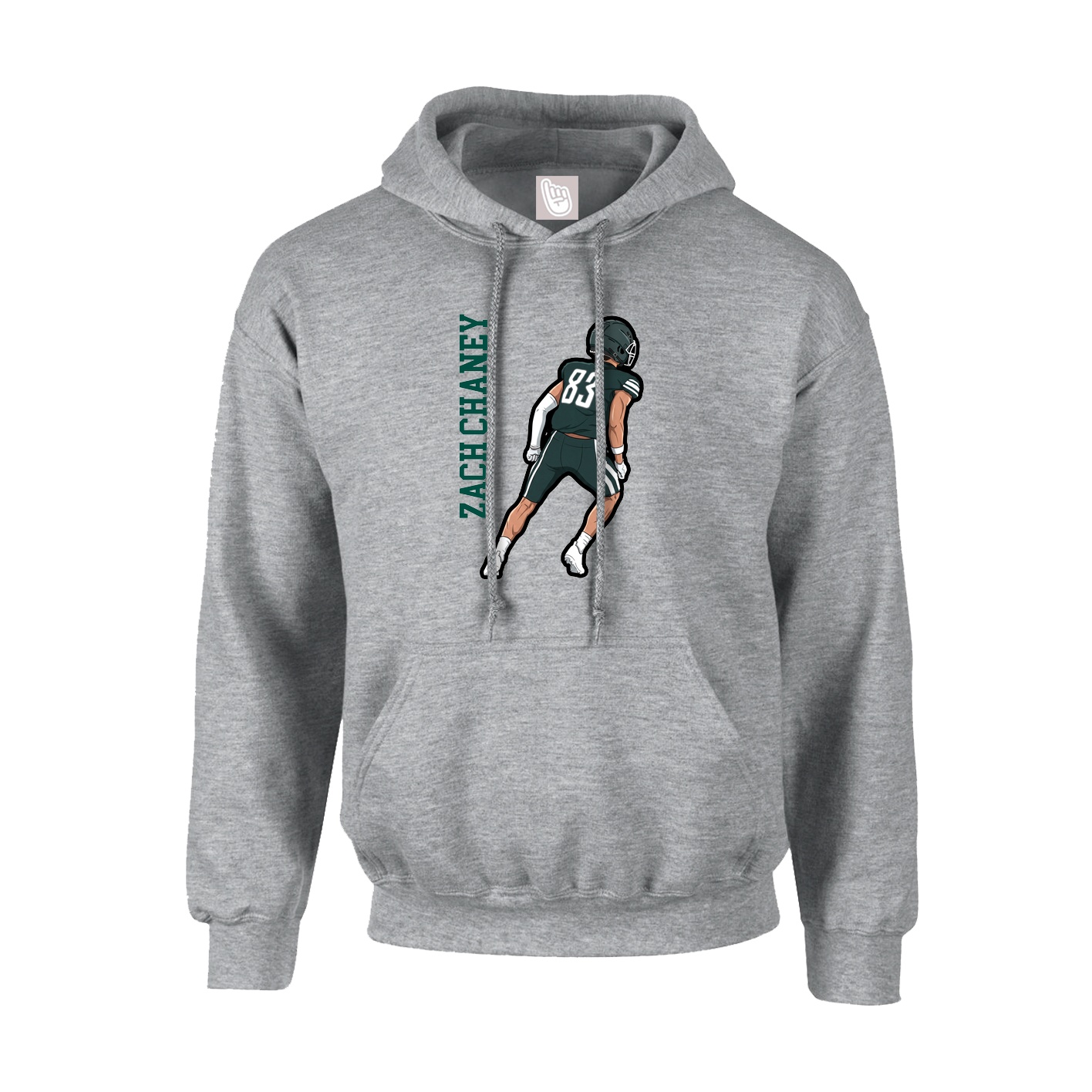 Hoodie — Name Vertical in Grey