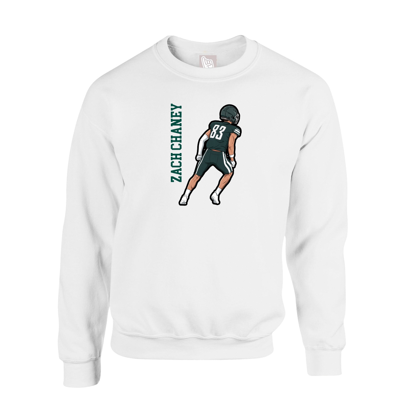 Fleece Crew — Name Vertical in White