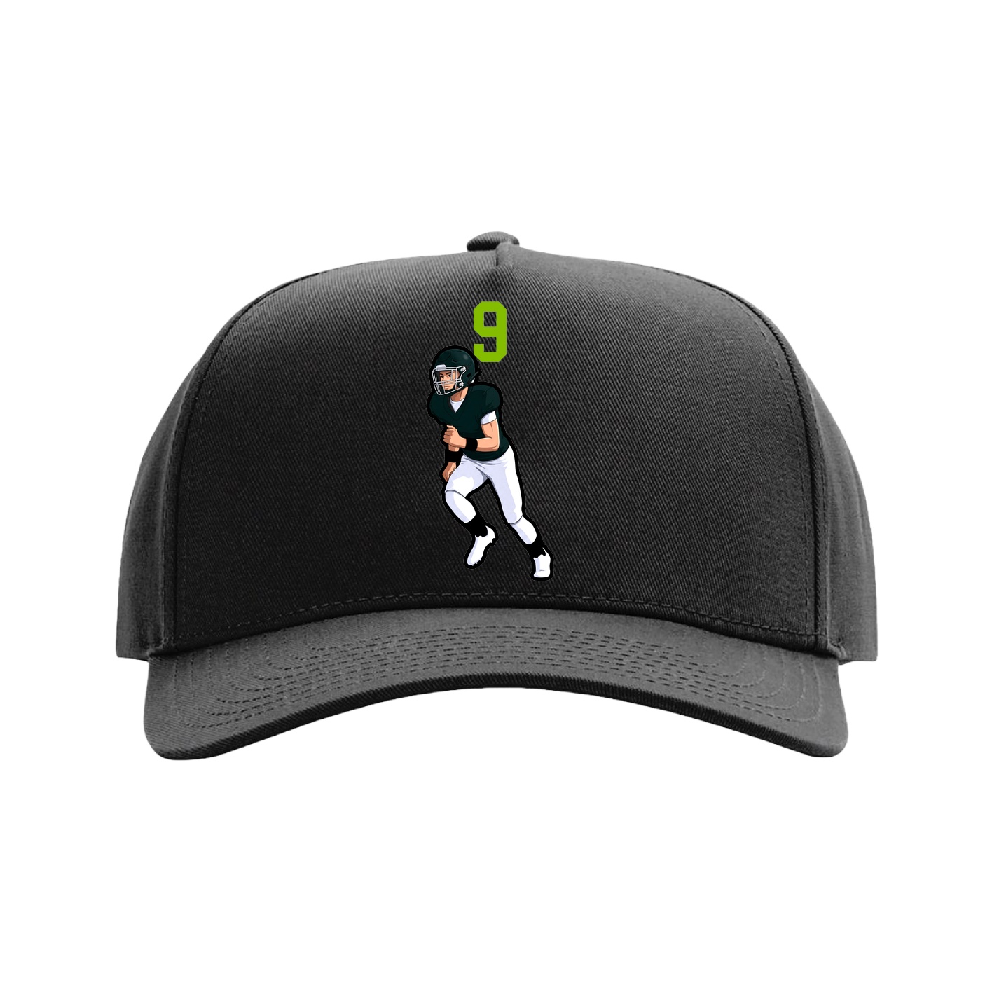Full Fabric Five-Panel Champ Cap — Number Top in Black
