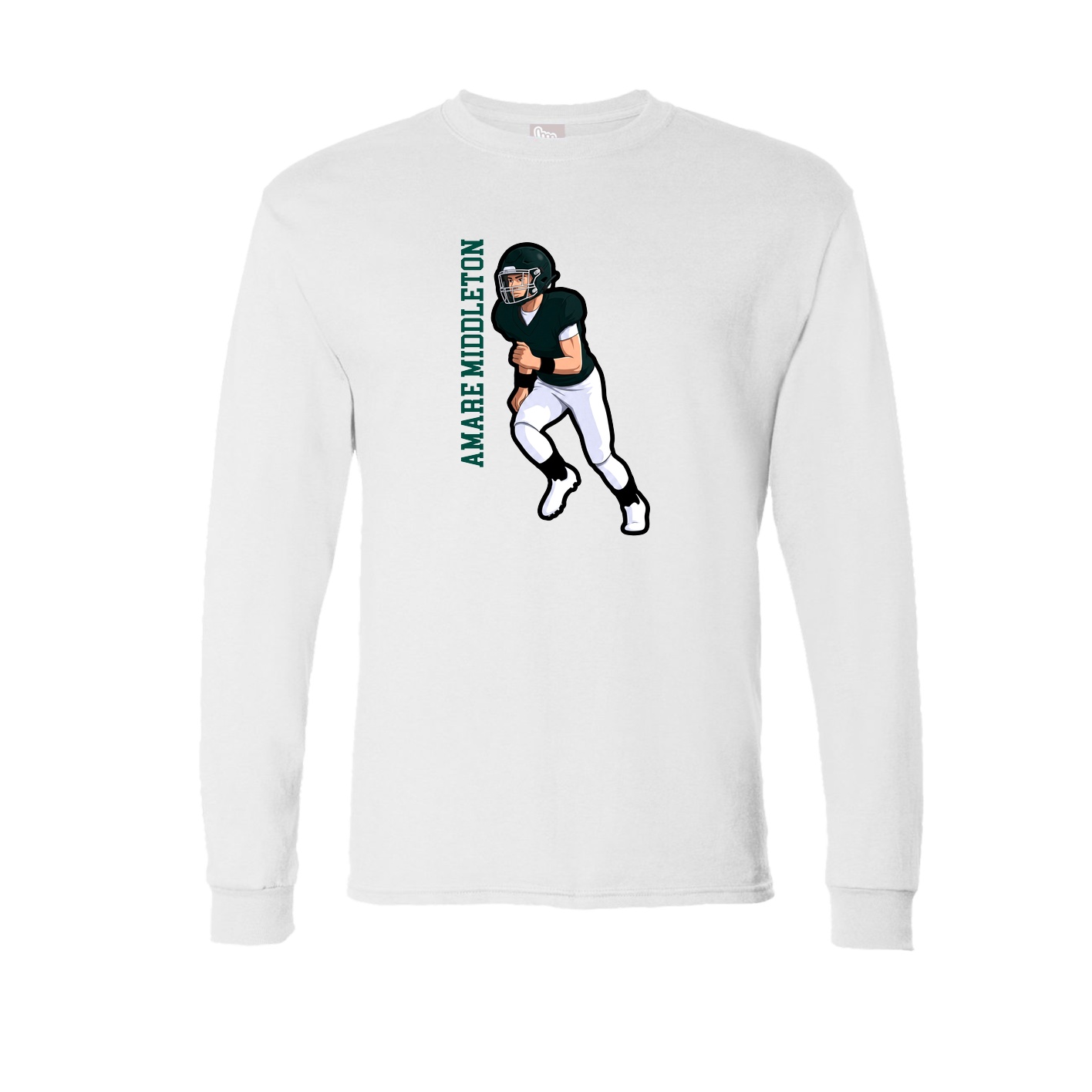 Long Sleeve Tee — Name Vertical in White
