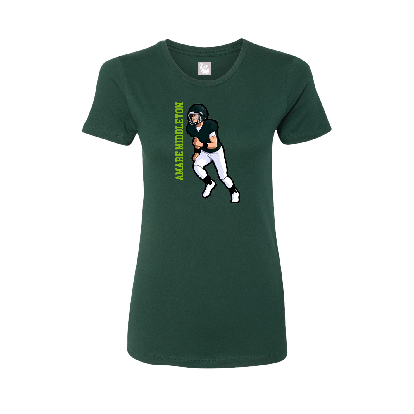 Fitted Women's Tee — Name Vertical in Green