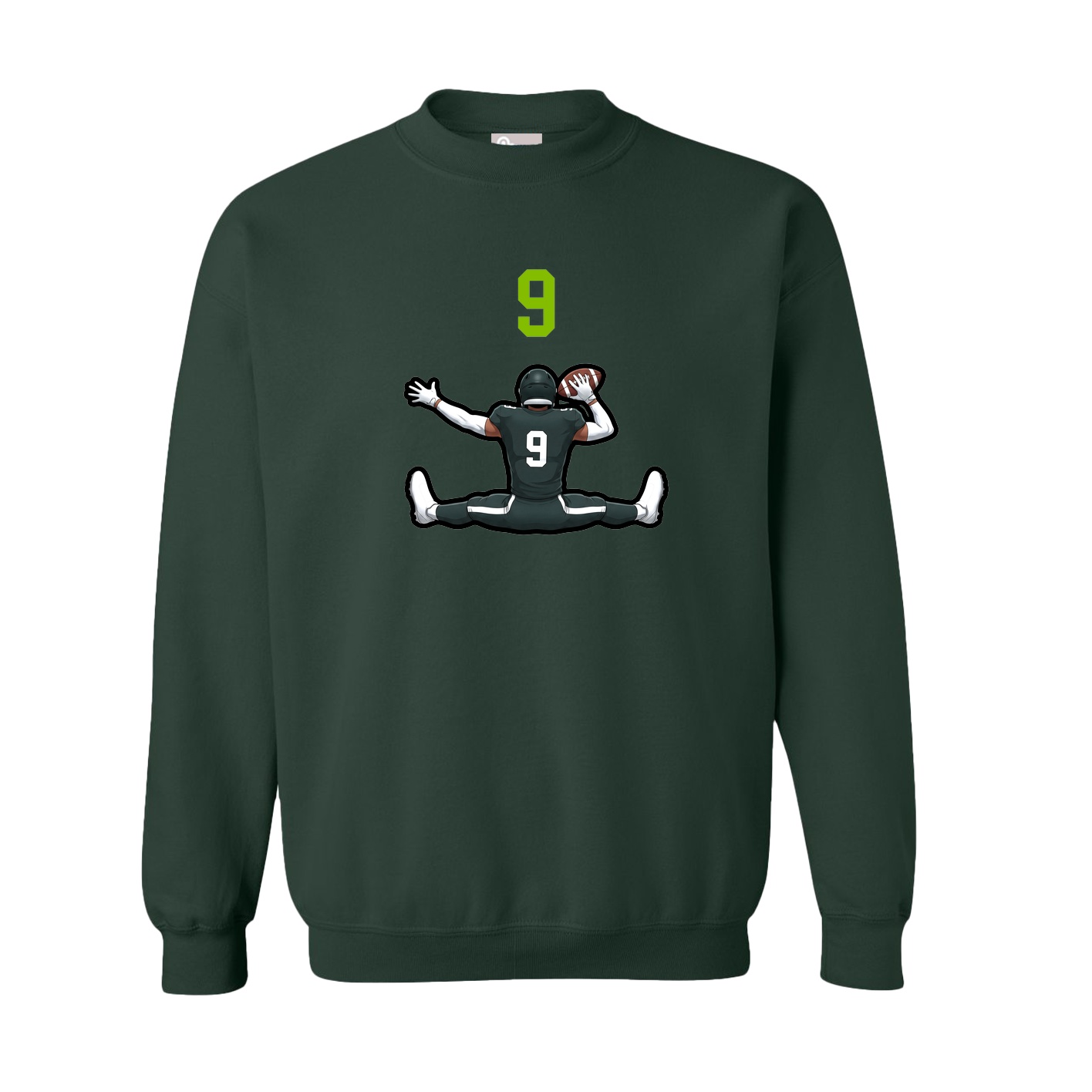 Fleece Crew — Number Top in Green