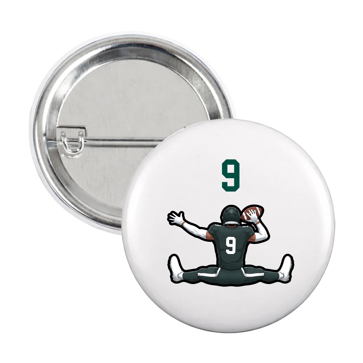 Game Day Button — Number Top in White