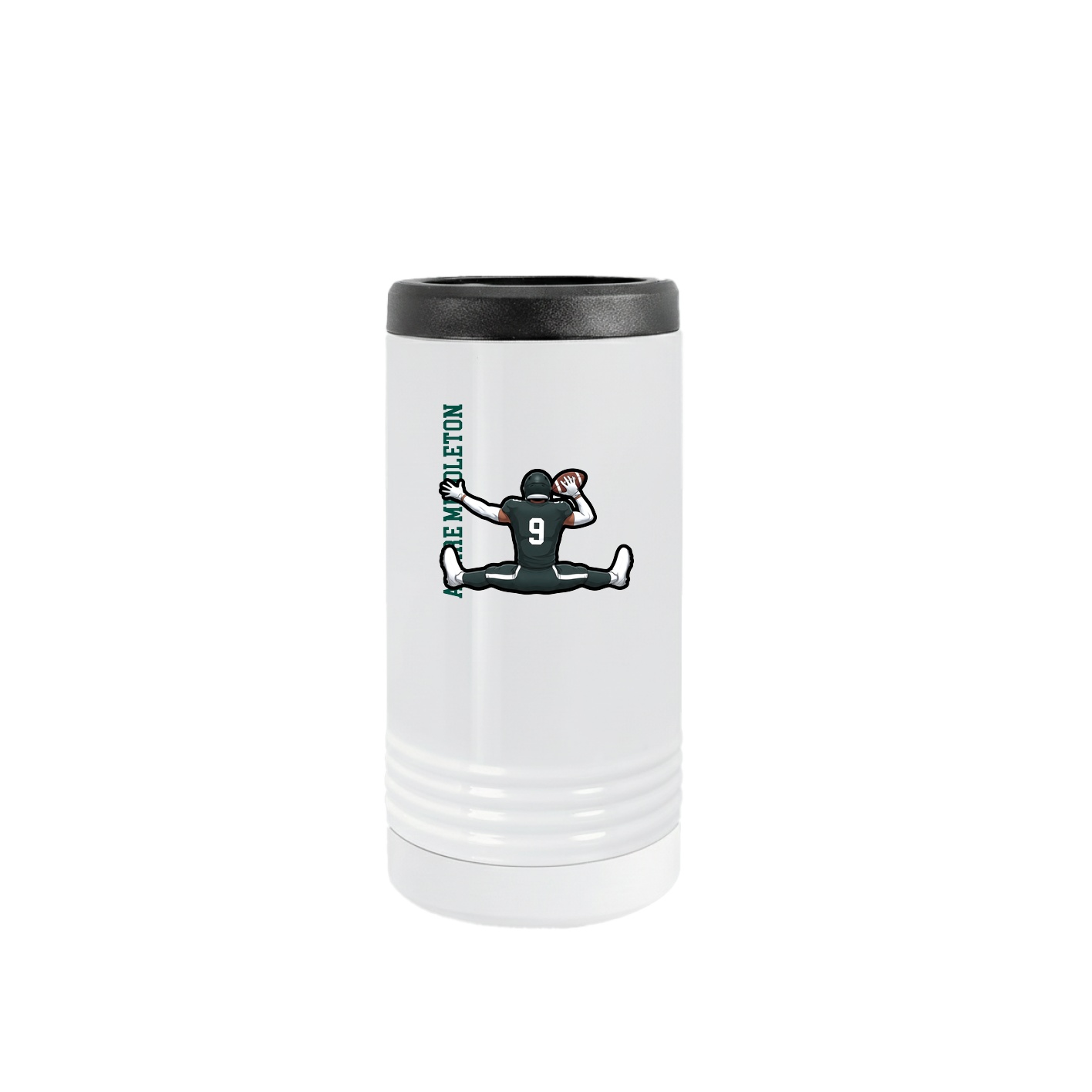 Slim Beverage Holder — Name Vertical in White