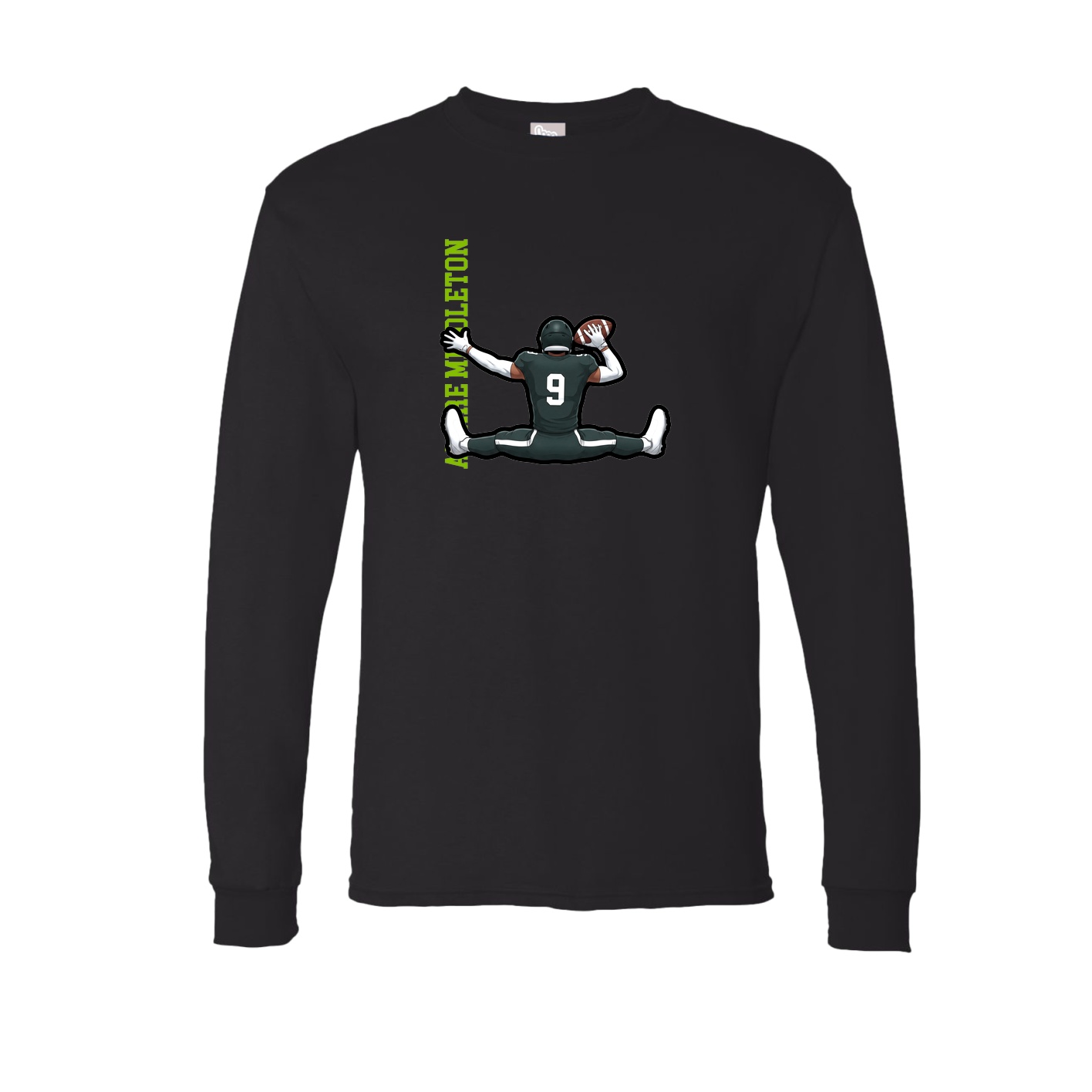 Long Sleeve Tee — Name Vertical in Black