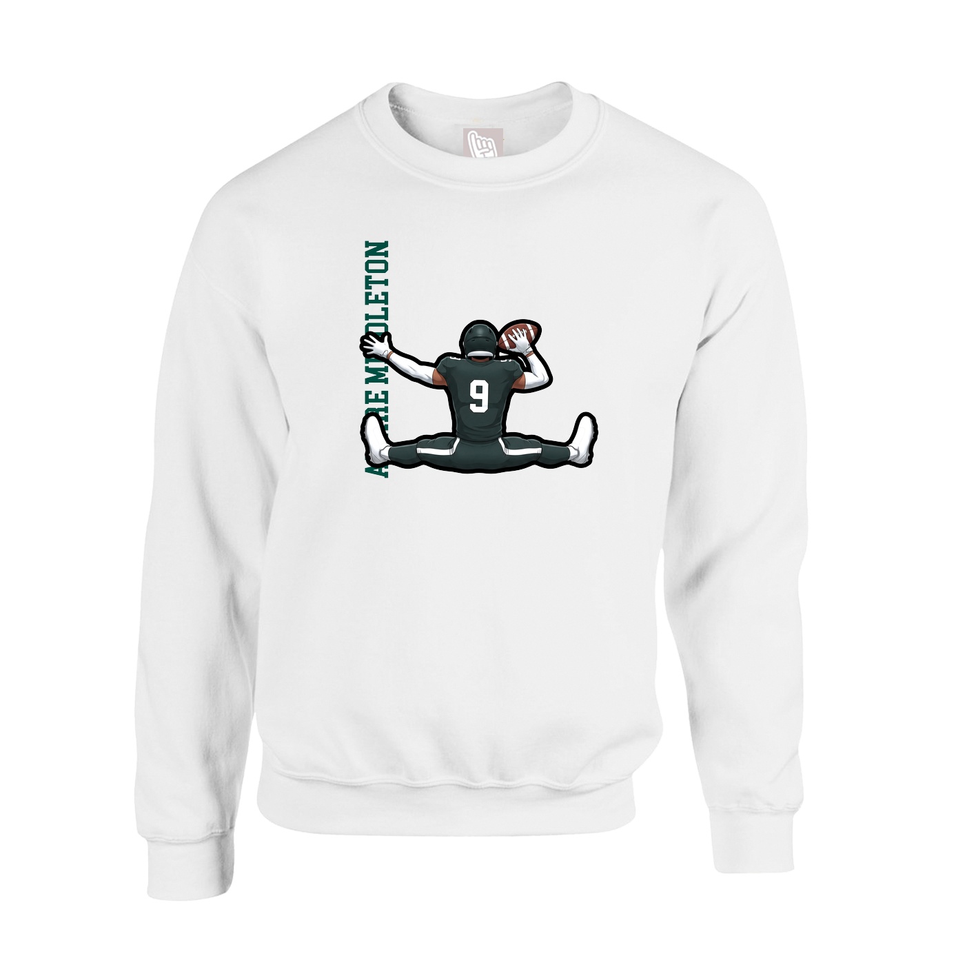 Fleece Crew — Name Vertical in White