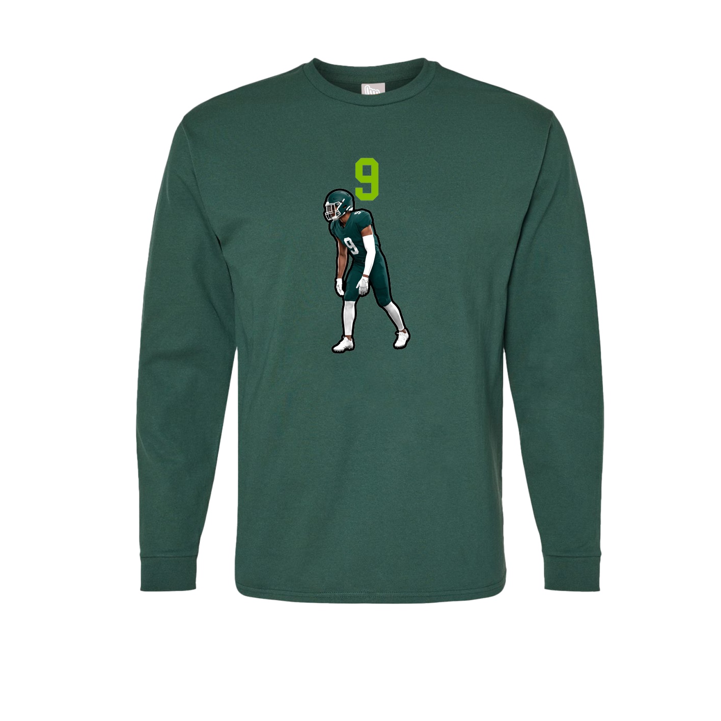 Long Sleeve Tee — Number Top in Green