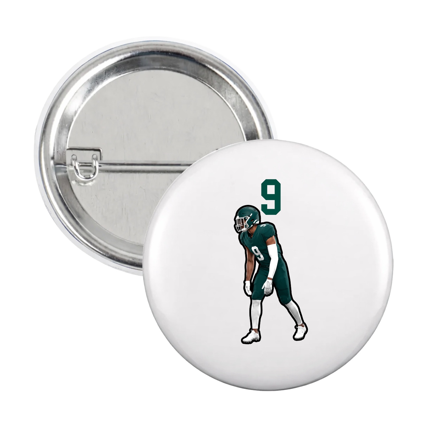 Game Day Button — Number Top in White